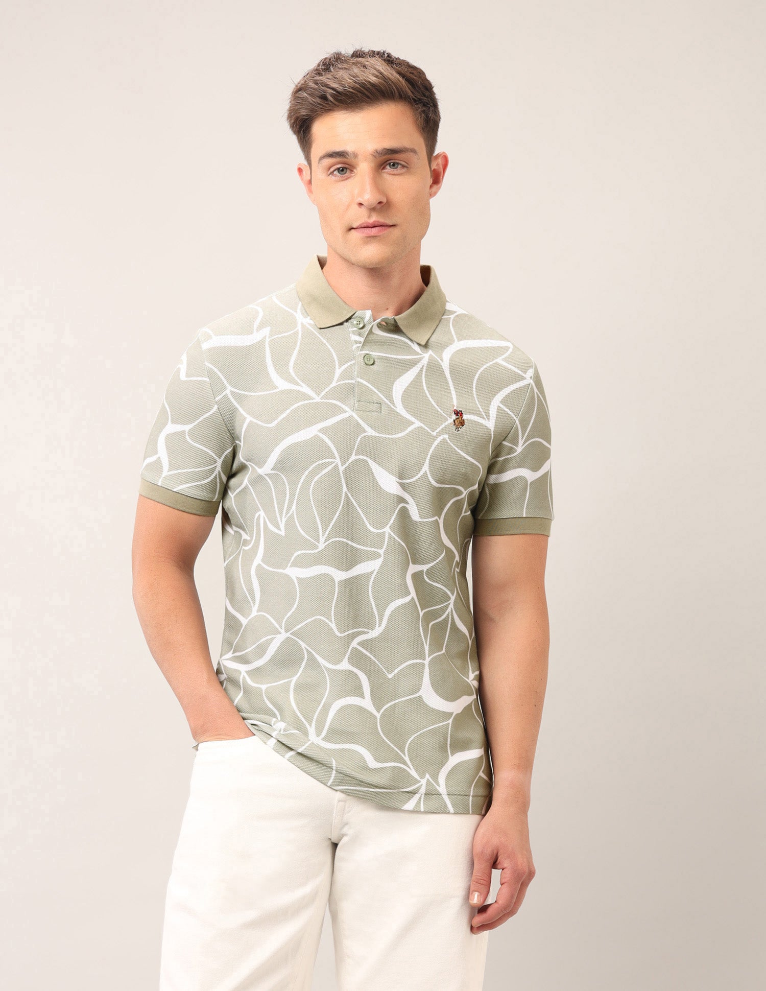 Muscle Fit Outdoor Polo Shirt Light Green - U.S. Polo Assn. India | Large