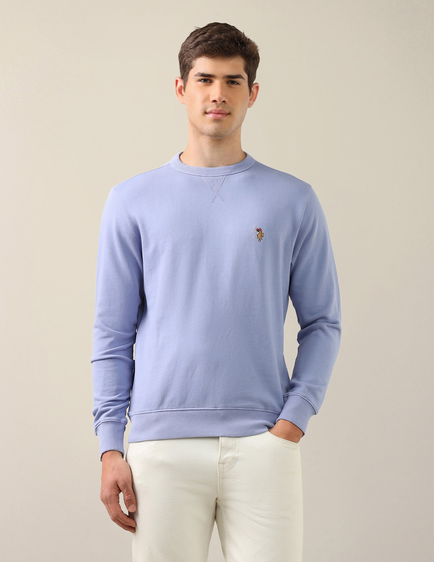 Solid Regular Fit Sweatshirt Purple - U.S. Polo Assn. India | Large