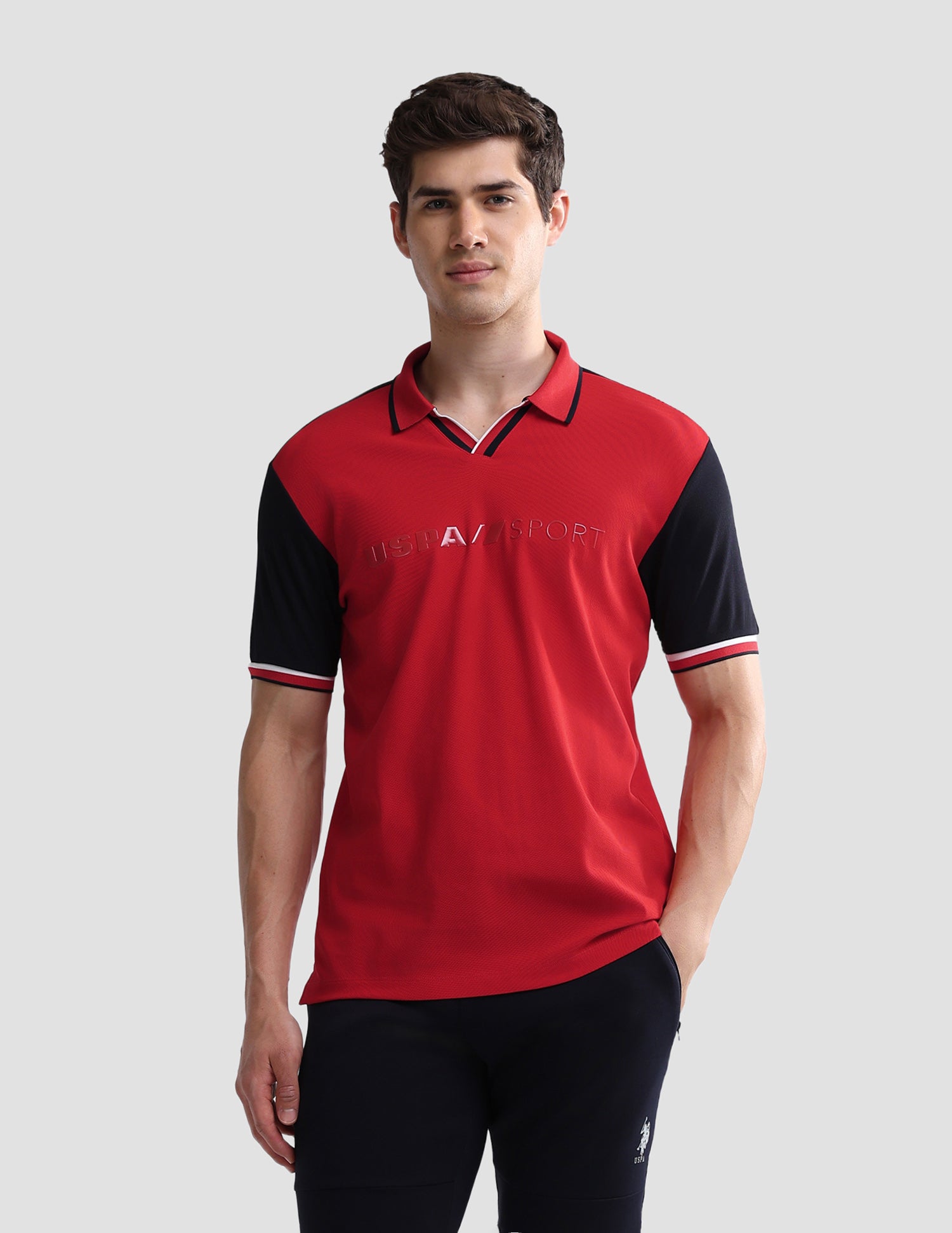 Colourblocked Slim Fit Active Polo Shirt Red - U.S. Polo Assn. India | Large