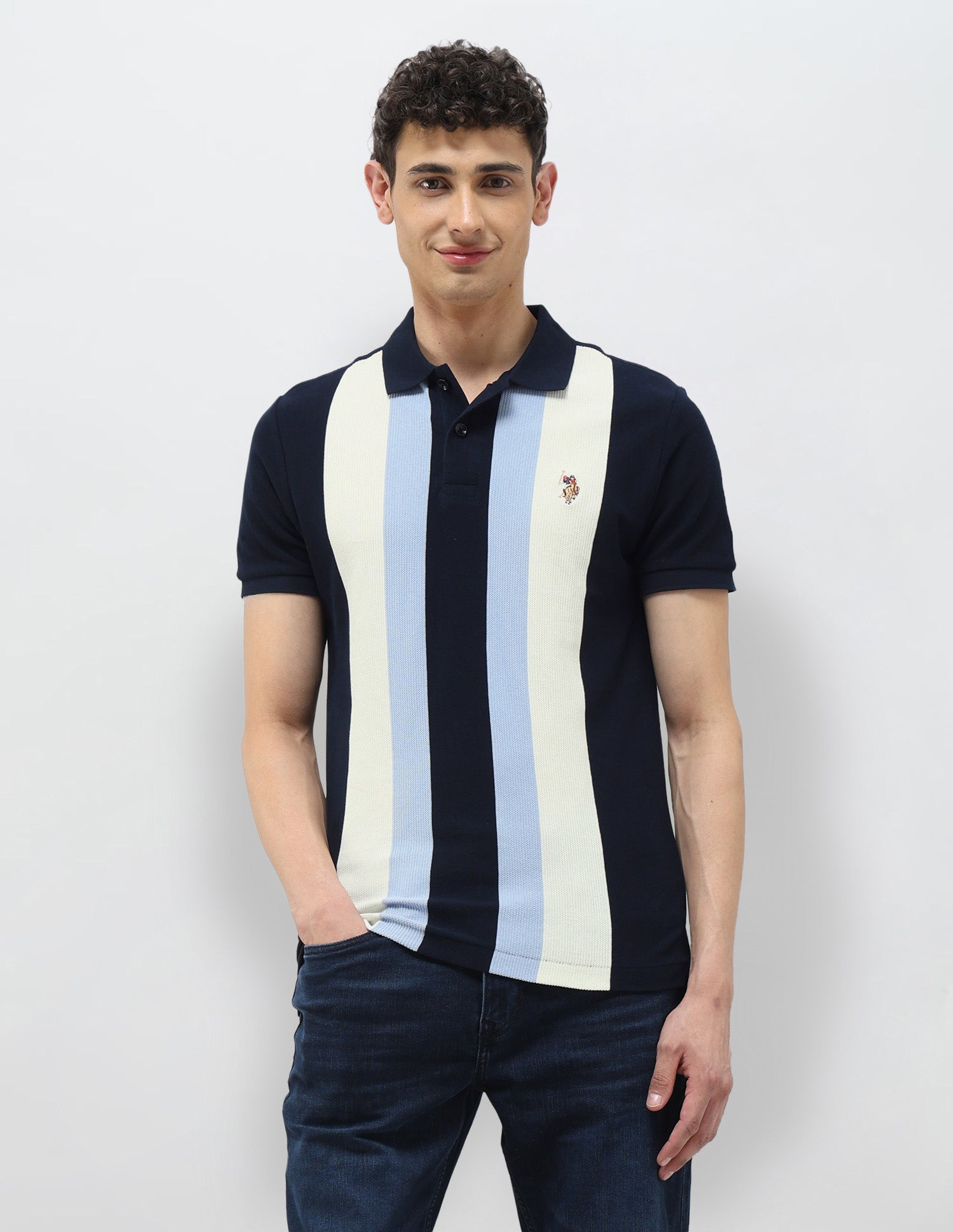 Vertical Striped Regular Fit Polo Shirt Navy - U.S. POLO ASSN. | Large