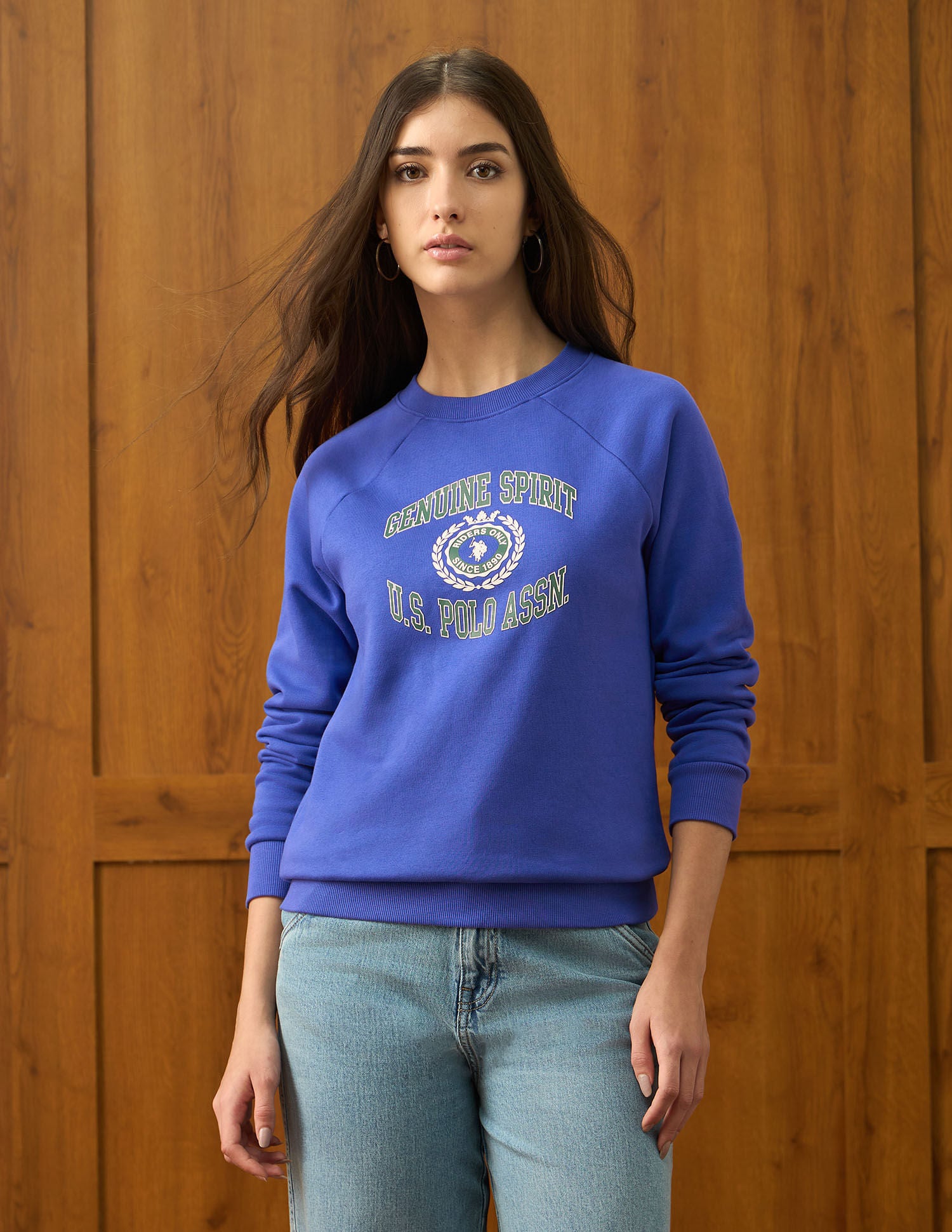 Brand Printed Regular Fit Sweatshirt Blue - U.S. POLO ASSN. | Large