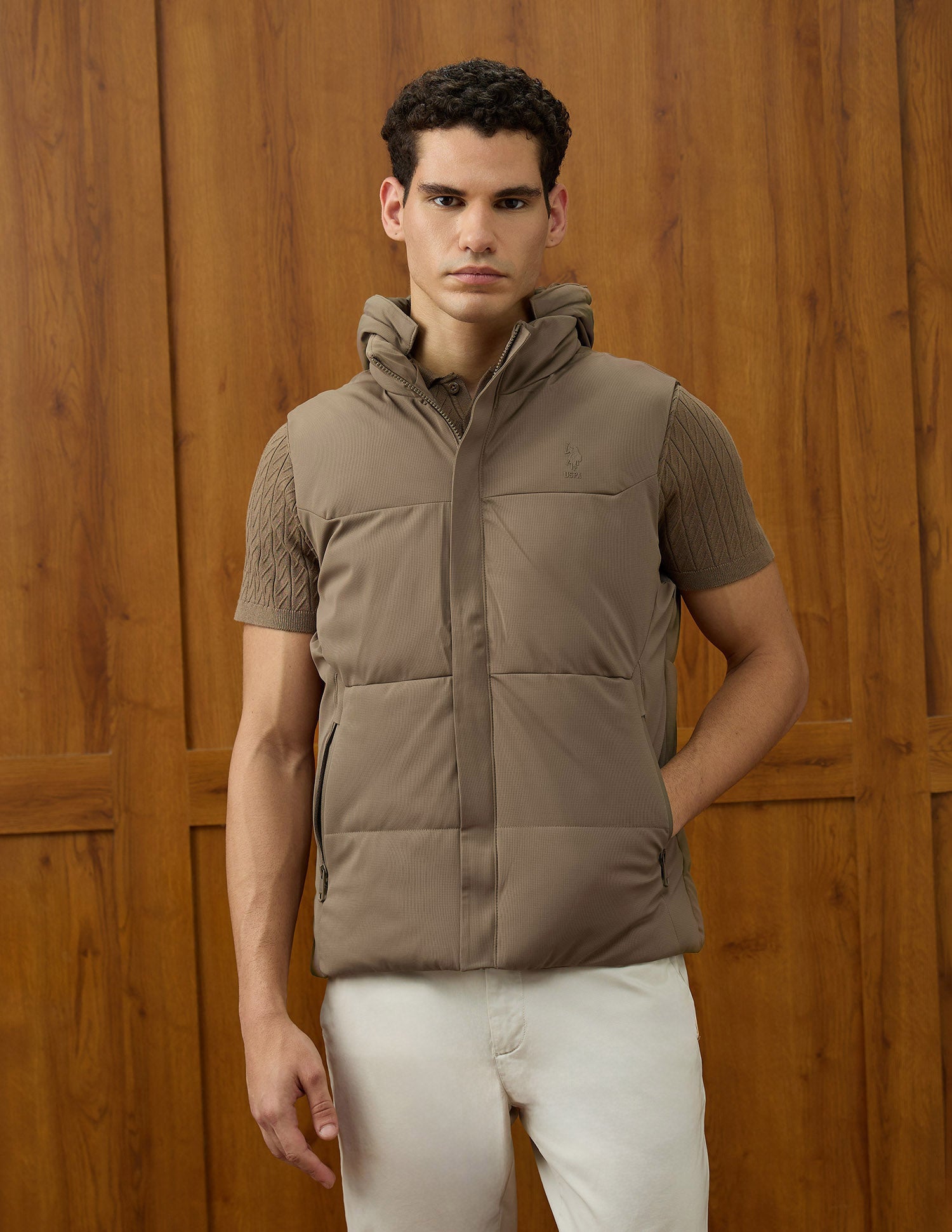 Equestrian Aisle Theater Puffer Jacket Tan - U.S. POLO ASSN. | Large