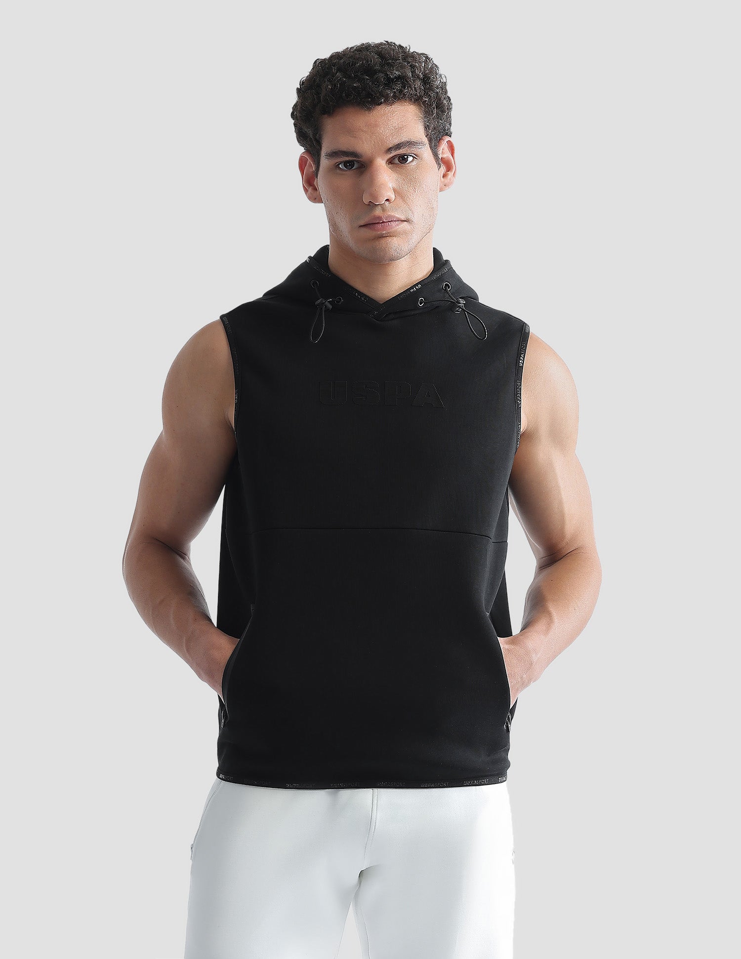 Solid Regular Fit Zipper Active Sweatshirt Black - U.S. Polo Assn. India | Large