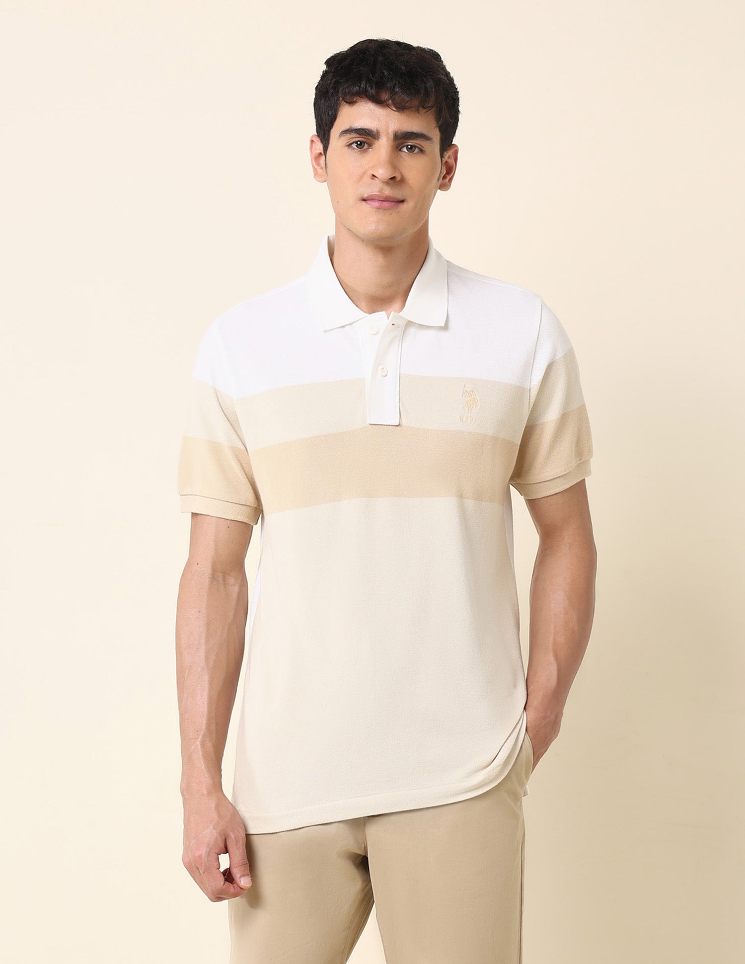 Pure Cotton Classic Polo Shirt Off White - U.S. Polo Assn. India | Large