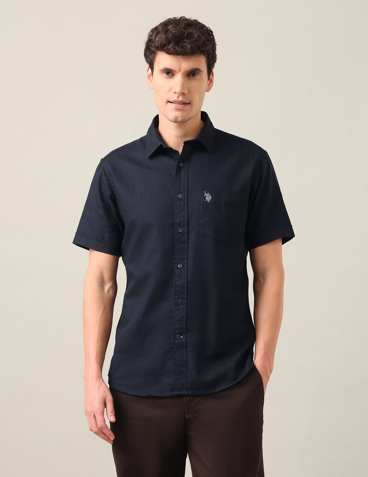 Solid Tailored Fit Shirt Blue - U.S. Polo Assn. India | Large
