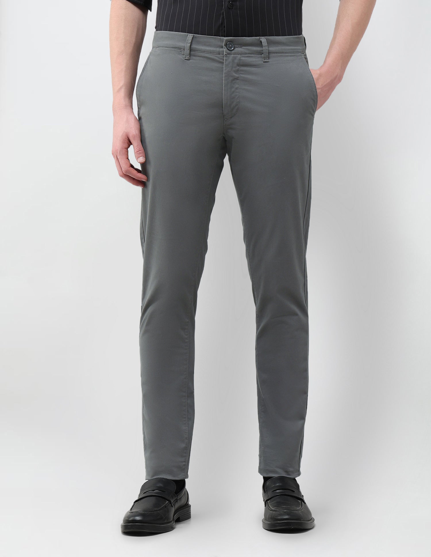 Austin Slim Fit Satin Trousers Dark Grey - U.S. Polo Assn. India | Large