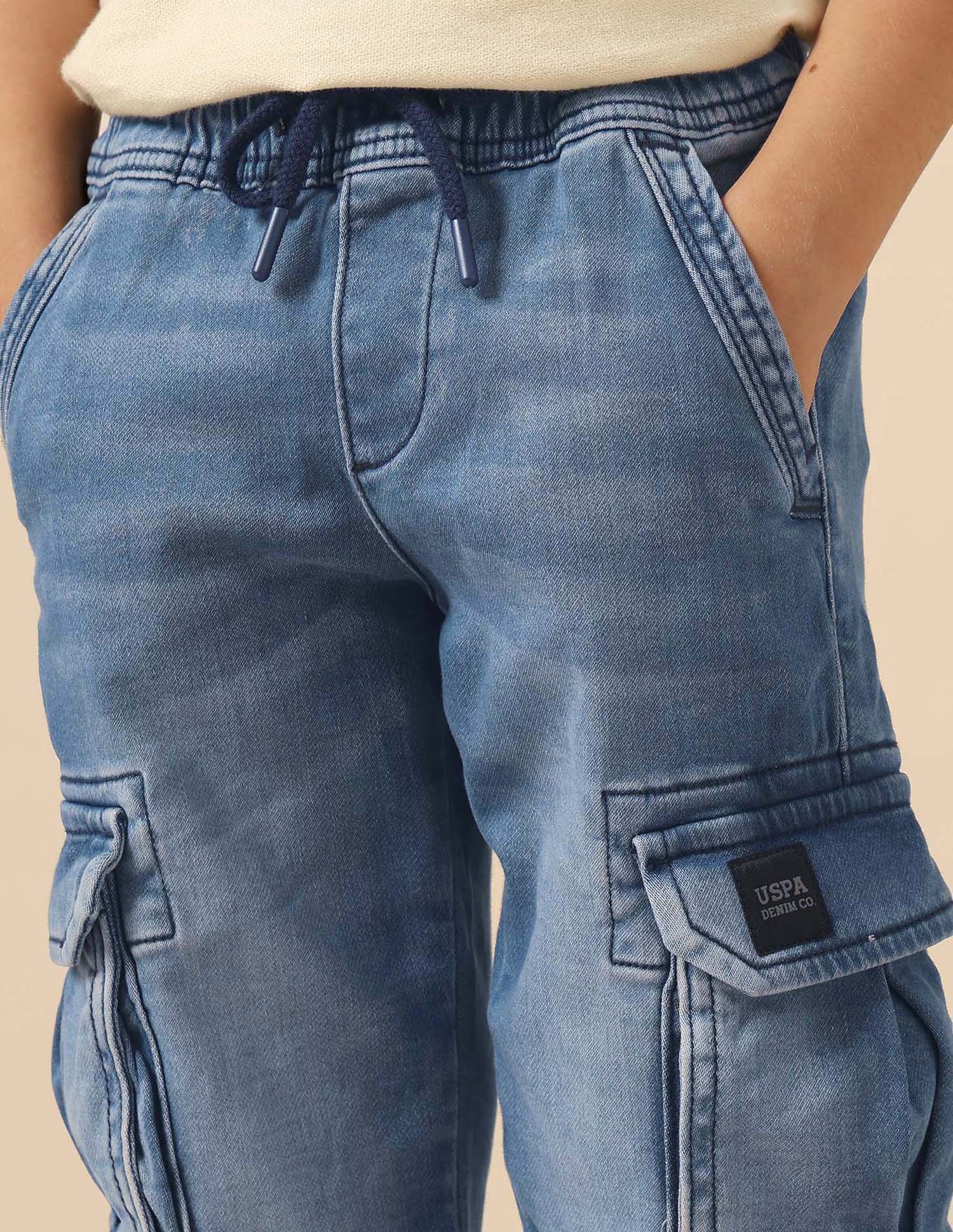 Boys Regular Fit Cargo Jogger Jeans Dark Blue - U.S. POLO ASSN. | Large