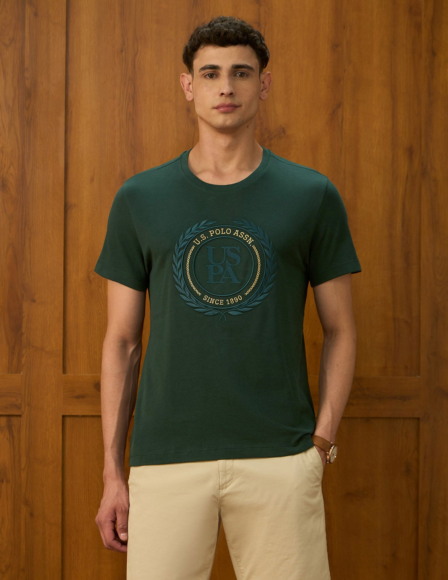 Brand Embroidered Varsity Theatre T-Shirt Dark Green - U.S. POLO ASSN. | Large