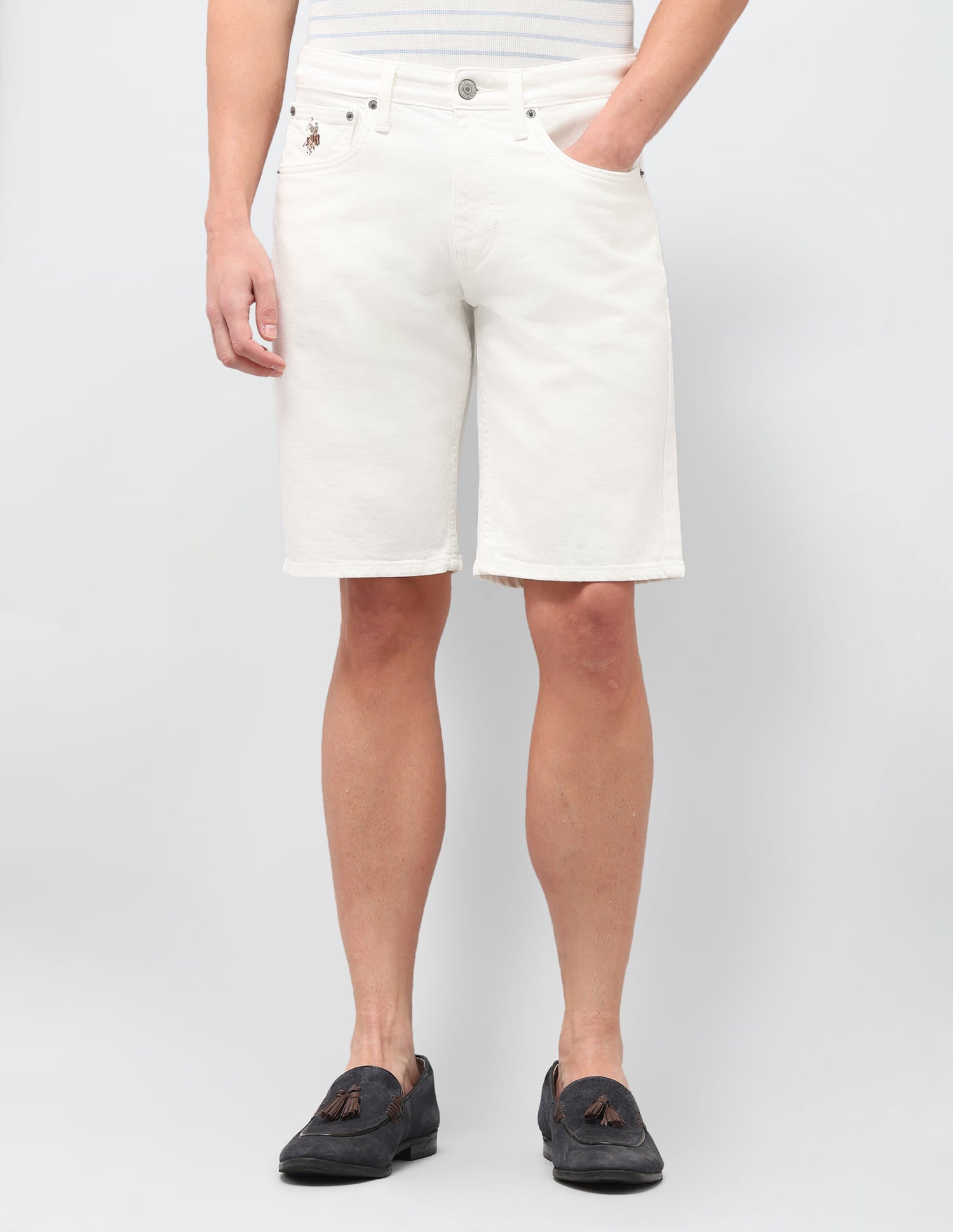 Solid Relaxed Fit Shorts White - U.S. Polo Assn. India | Large