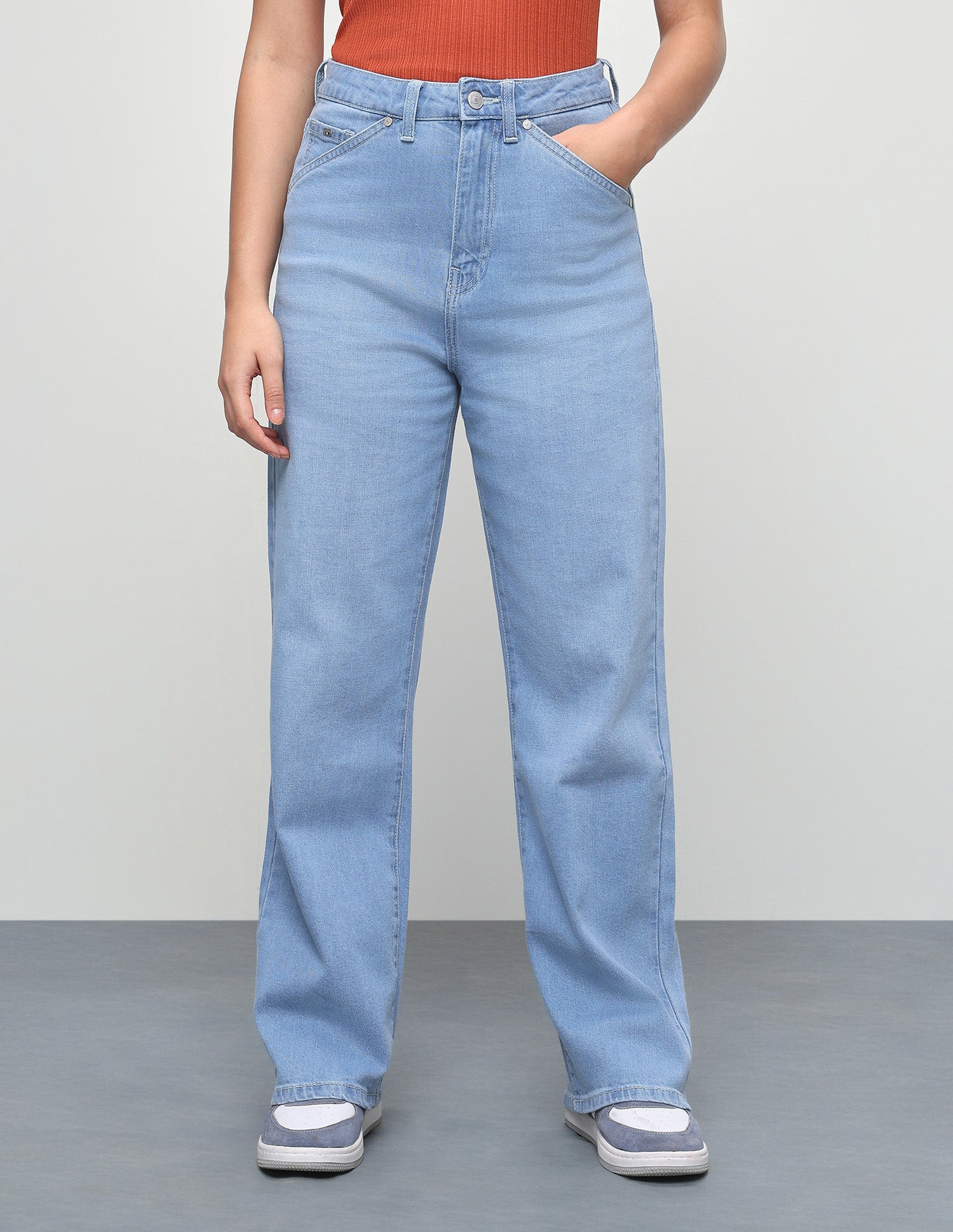 High Rise Straight Fit Jeans Light Blue - U.S. Polo Assn. India | Large