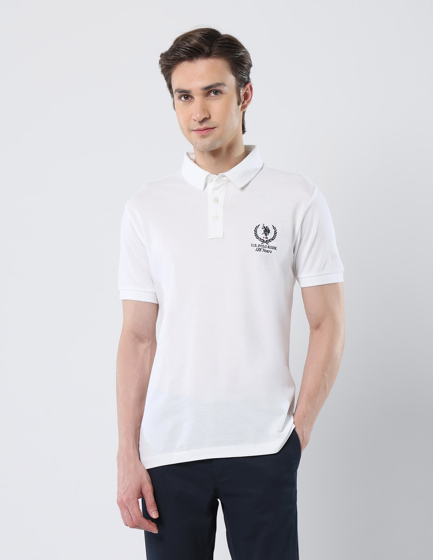 Brand Embroidered 135 Anniversary Polo Shirt White - U.S. Polo Assn. India | Large