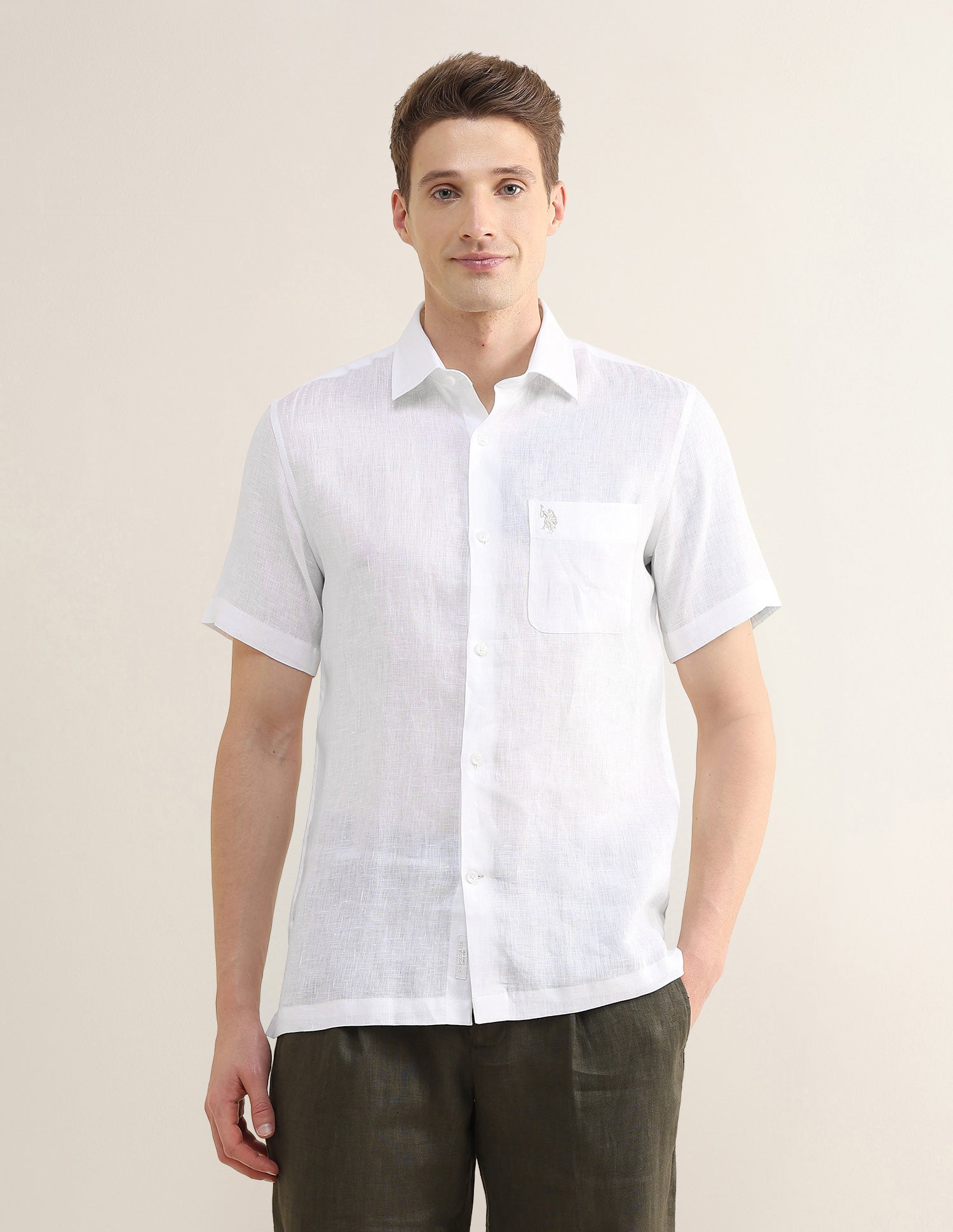 Solid Regular Fit Shirt White - U.S. Polo Assn. India | Large