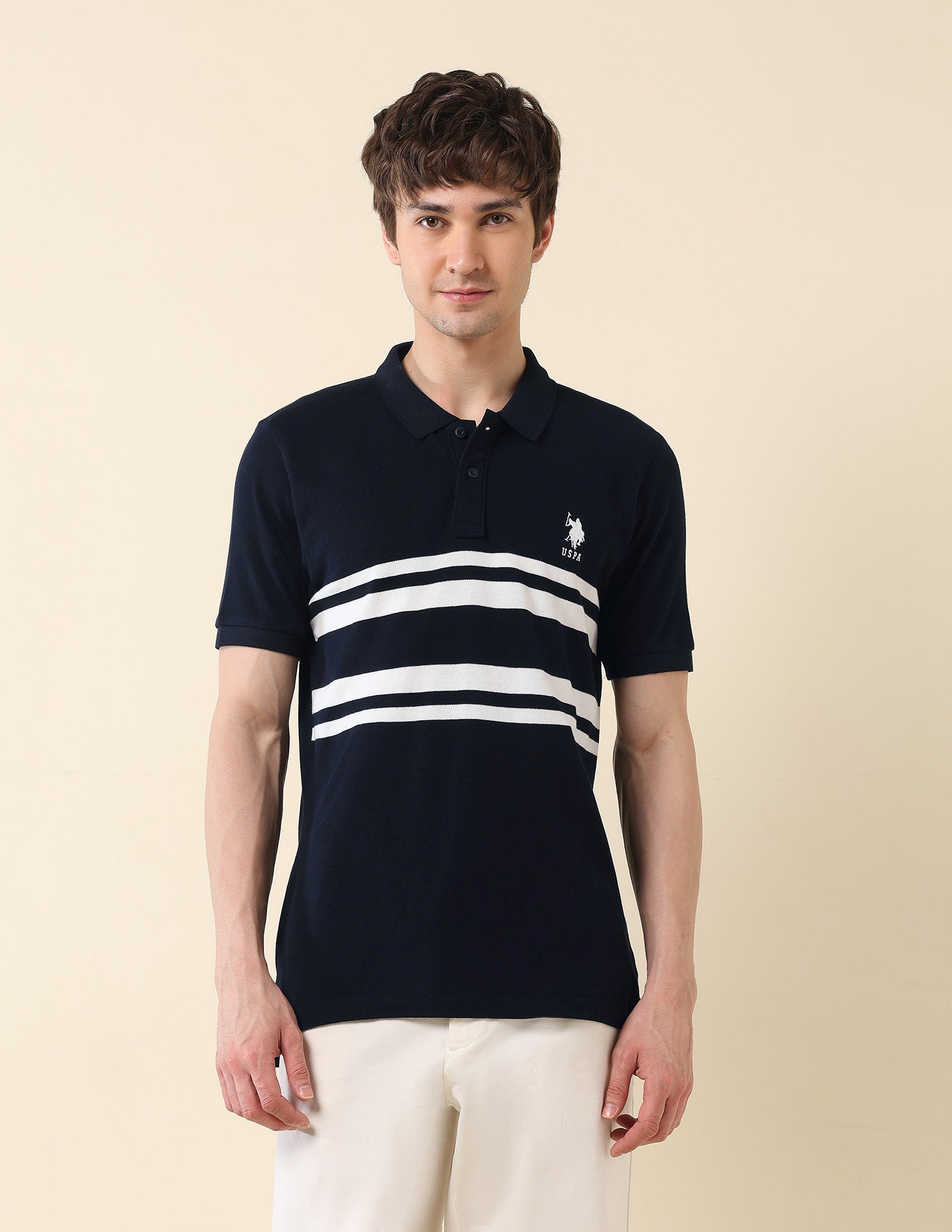 Horizontal Striped Classic Polo Shirt Navy - U.S. Polo Assn. India | Large