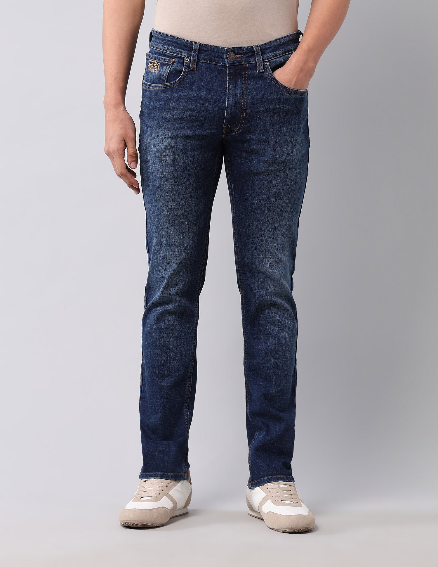 Brandon Slim Tapered Fit Blue Jeans Med Blue - U.S. POLO ASSN. | Large