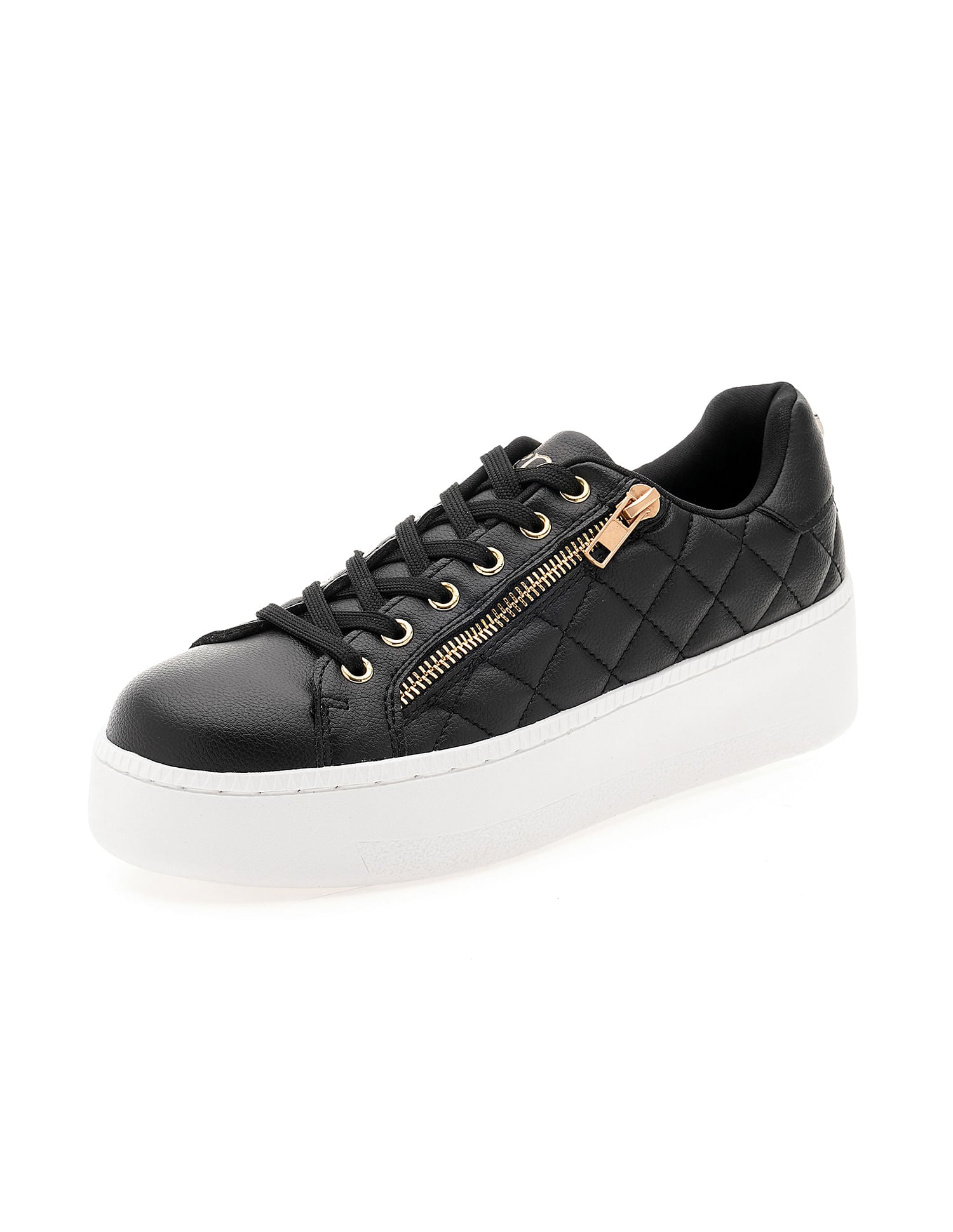 Women Textured Gabriella Metallic Logo Sneakers Black - U.S. POLO ASSN. | Large