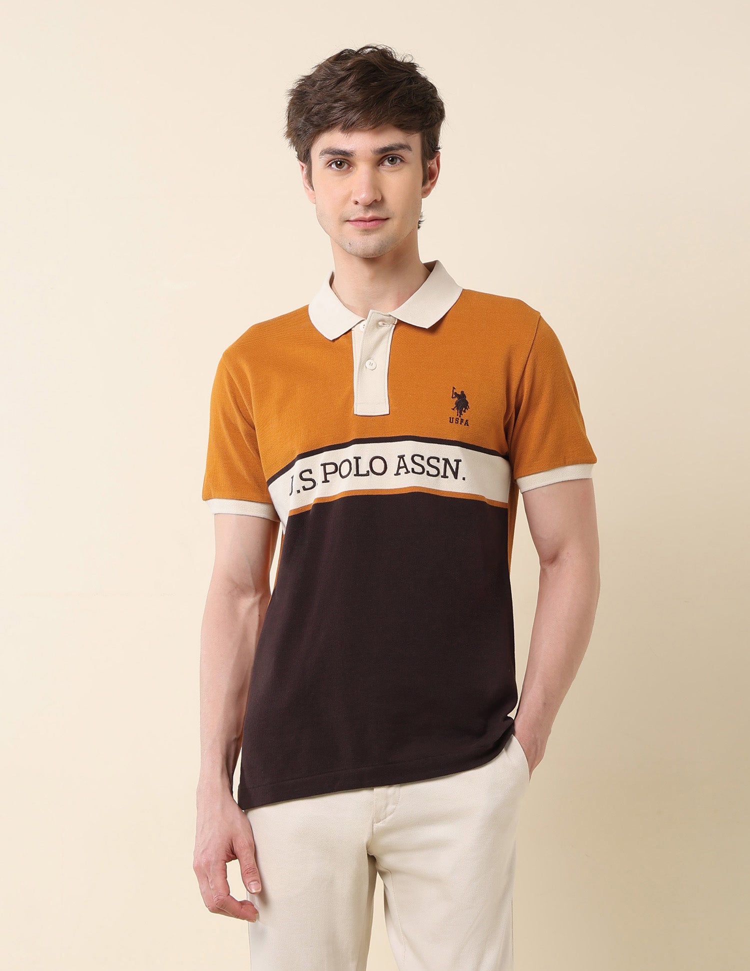 Colourblocked Classic Polo Shirt Mustard - U.S. Polo Assn. India | Large
