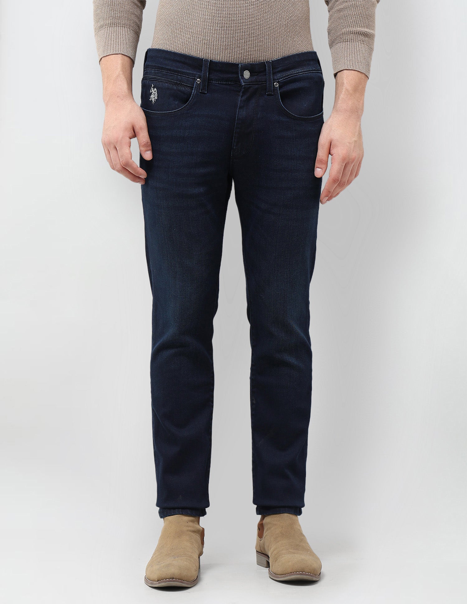 Brandon Slim Tapered Fit Blue Jeans Dark Blue - U.S. POLO ASSN. | Large