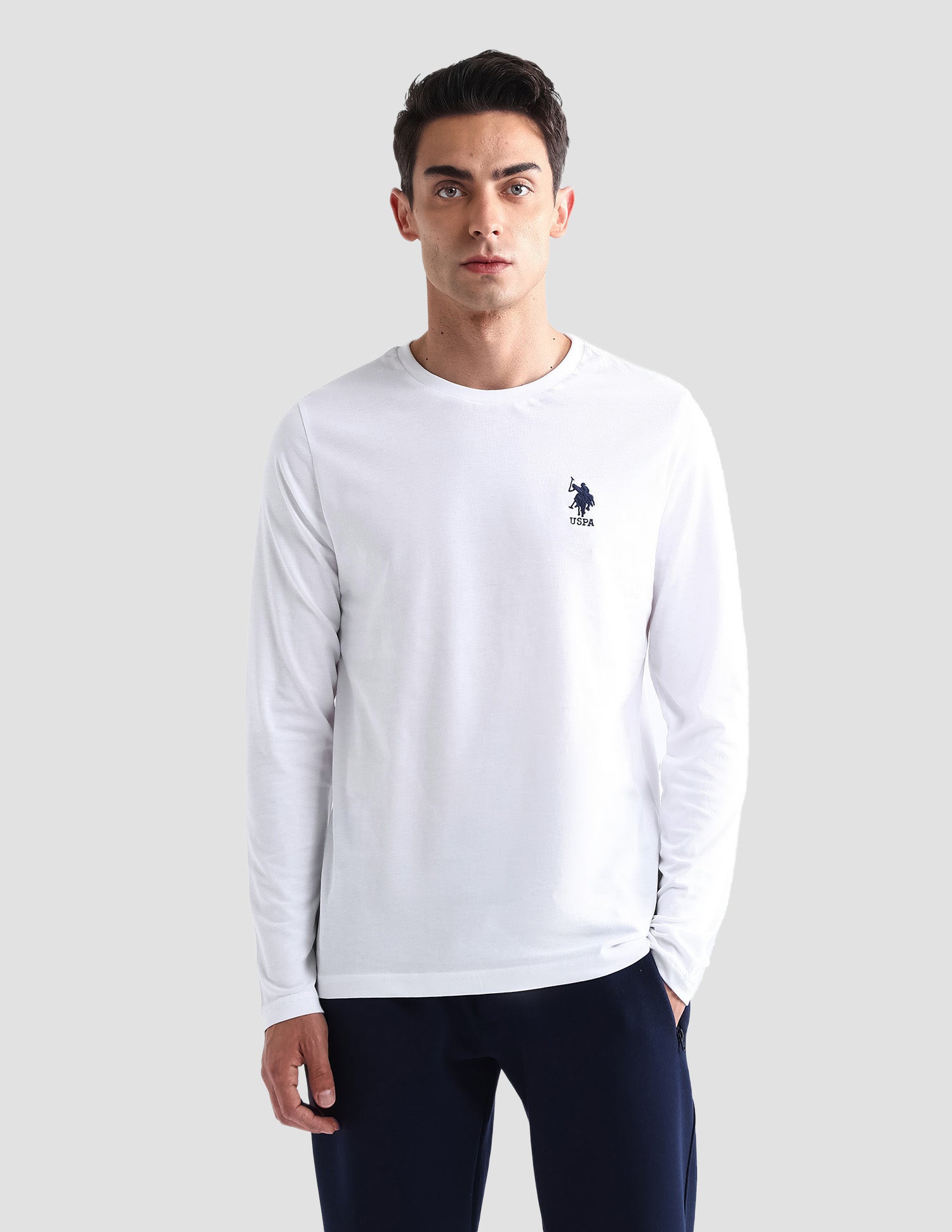 Pure Cotton Long Sleeve I693 Lounge T-Shirt - Pack Of 1 White - U.S. POLO ASSN. | Large