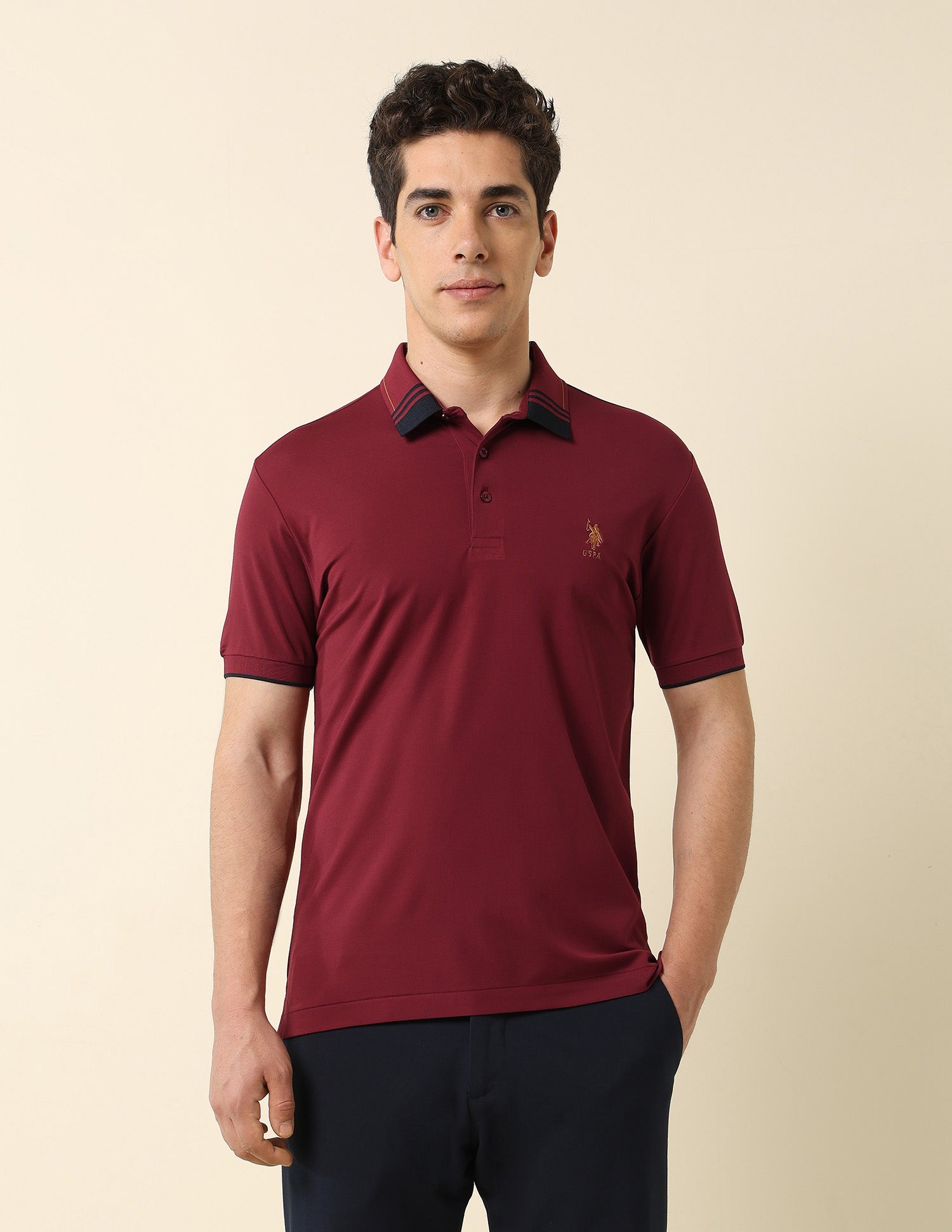 Solid Gentleman's Club Polo Shirt Maroon - U.S. Polo Assn. India | Large