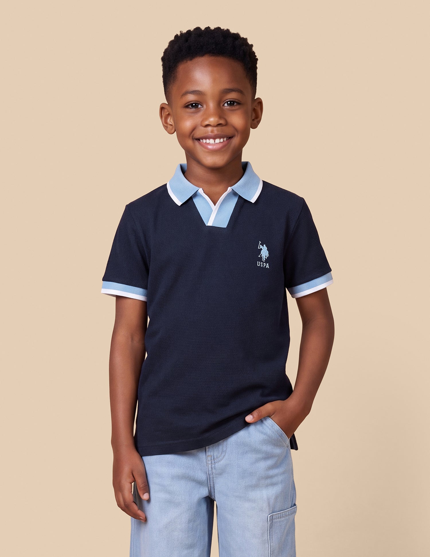 Horizontal Striped Patterned Regular Fit Polo Shirt Navy - U.S. Polo Assn. India | Large