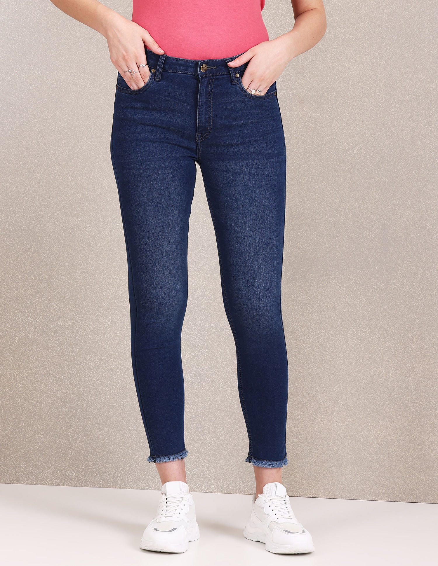 High Rise Stone Wash Jeans Blue - U.S. Polo Assn. India | Large