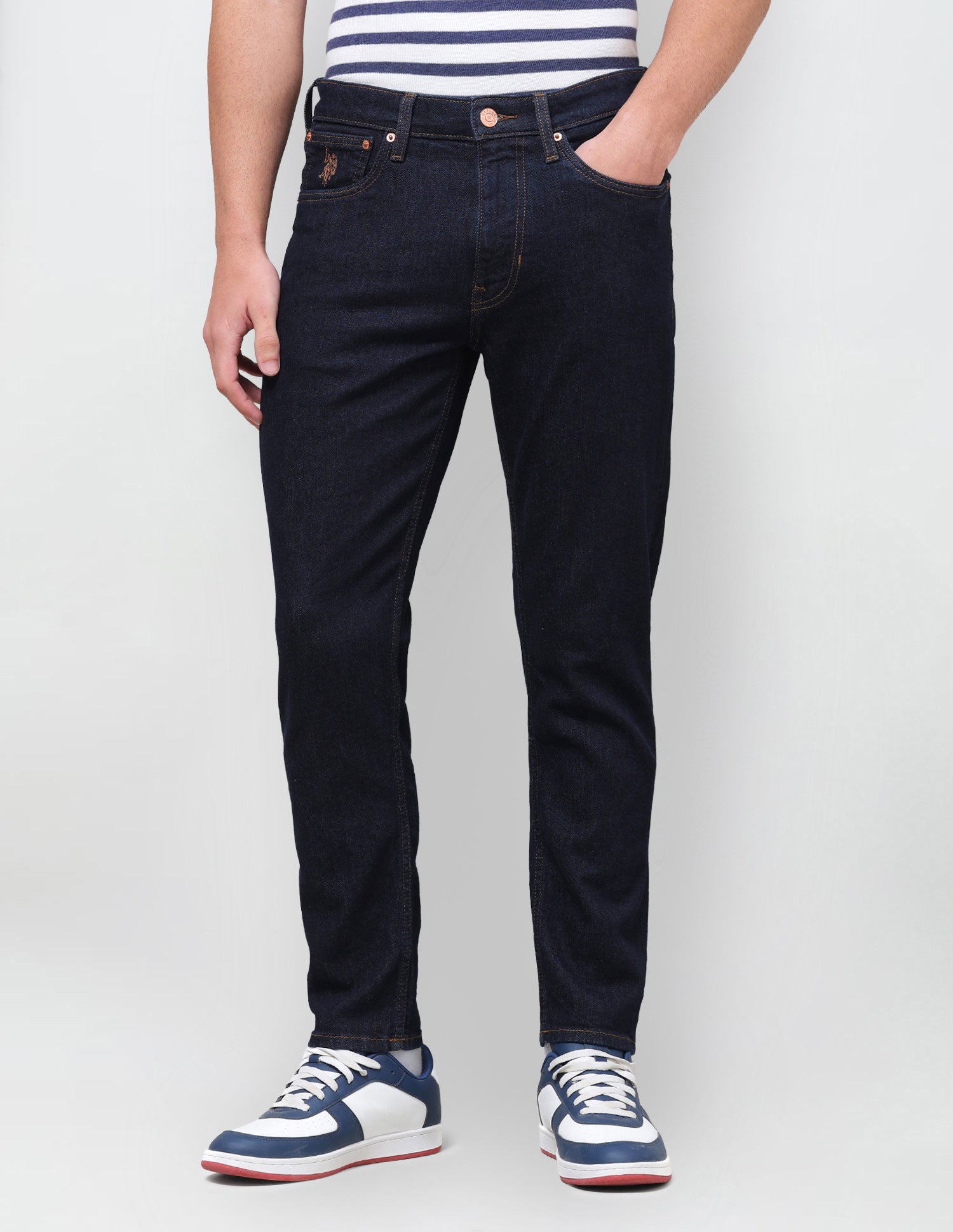 Cole Comfort Cropped Fit Blue Jeans Rinse Blue - U.S. Polo Assn. India | Large