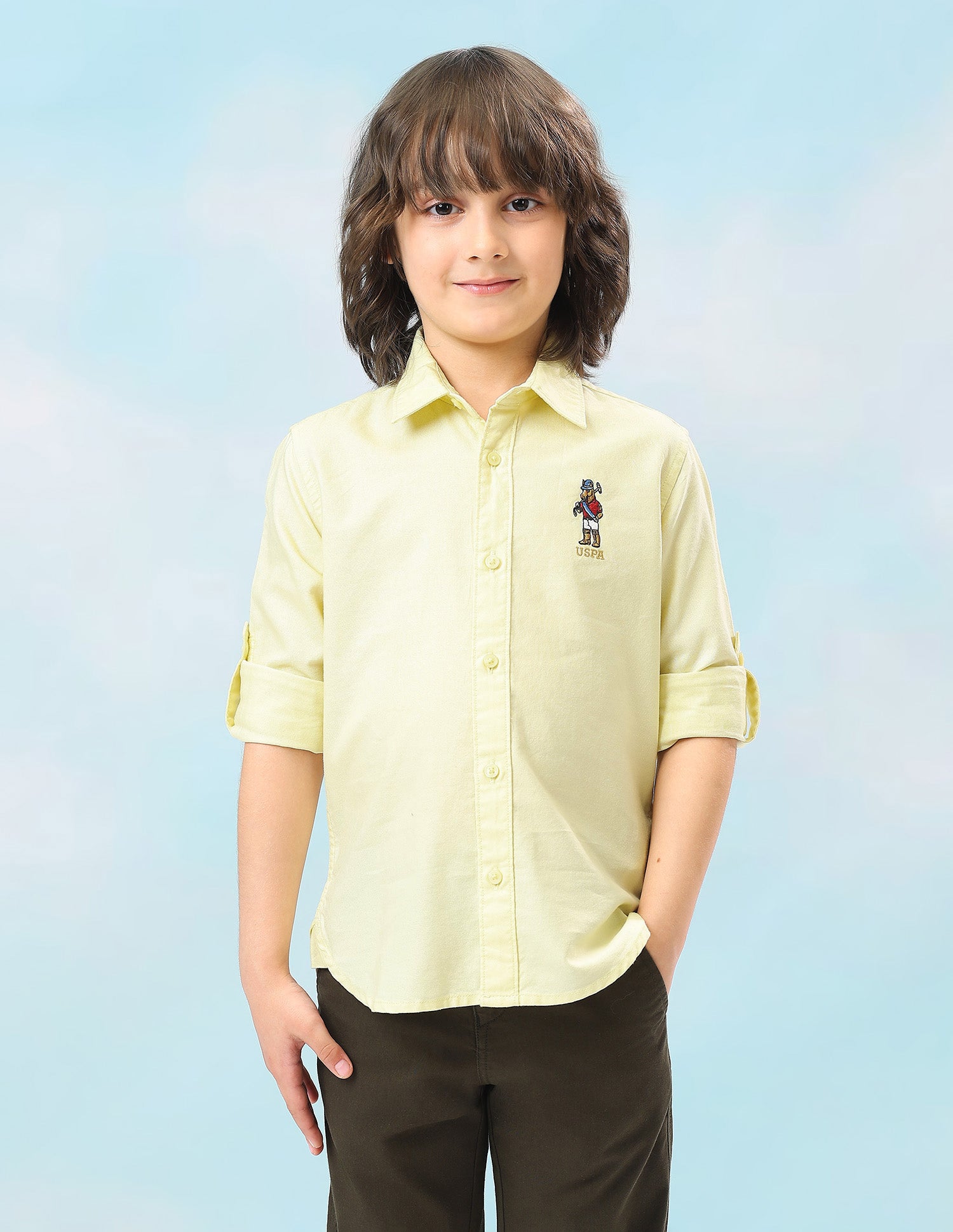 Oxford Solid Regular Fit Shirt Light Yellow - U.S. Polo Assn. India | Large