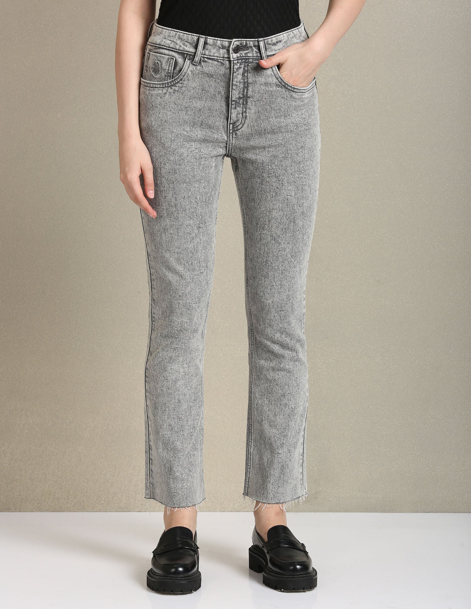 Bootcut Fit Acid Wash Jeans Grey - U.S. Polo Assn. India | Large