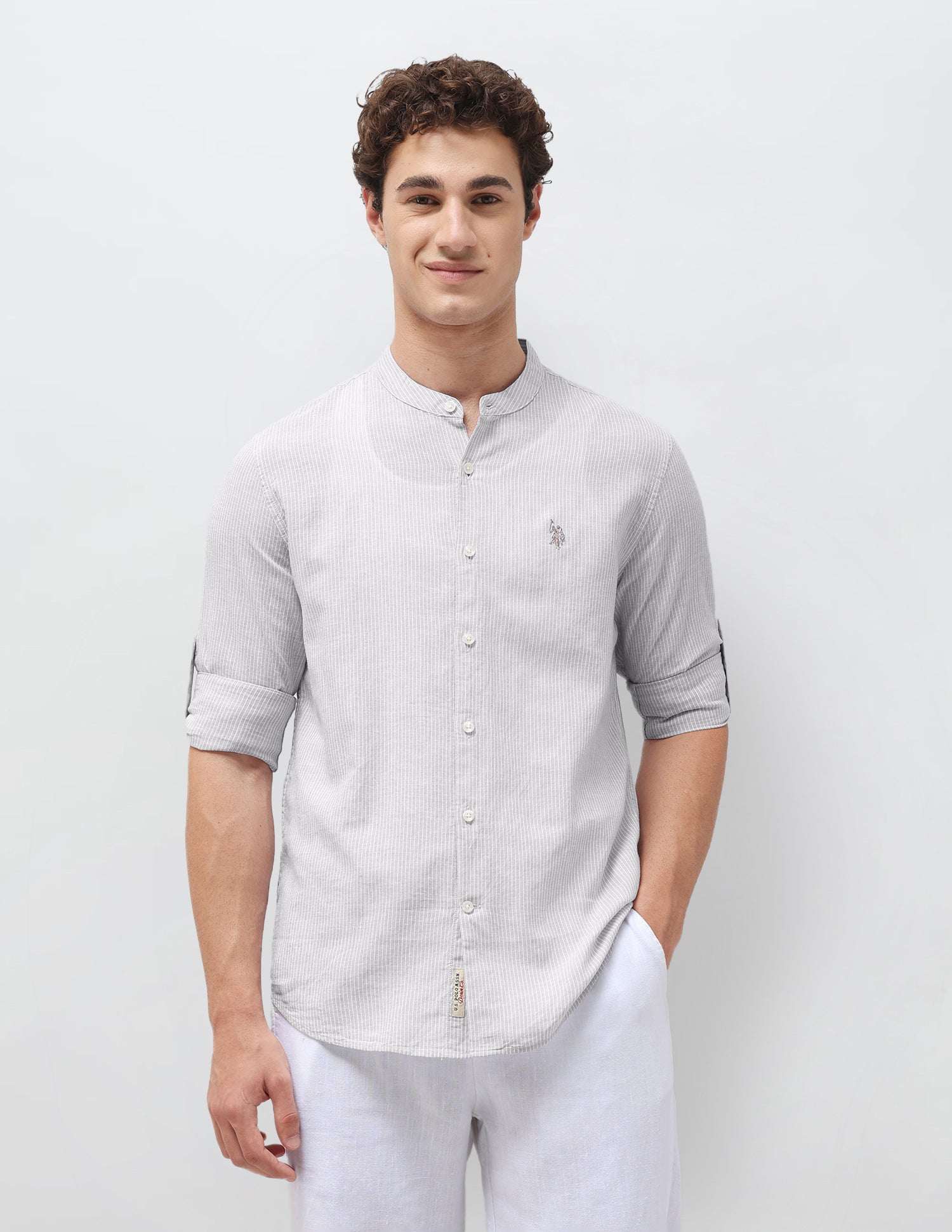 Vertical Striped Regular Fit Shirt Grey - U.S. Polo Assn. India | Large