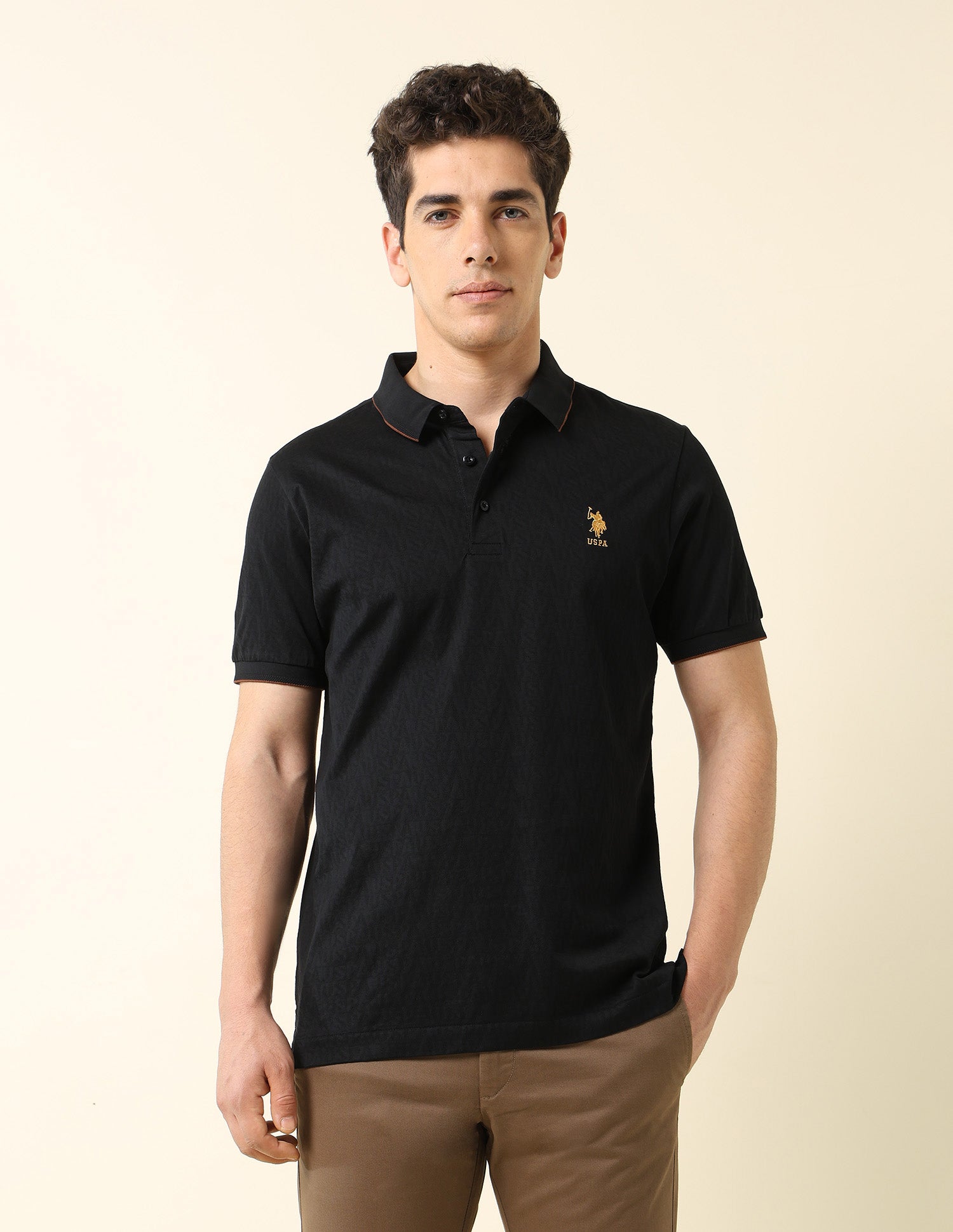 Solid Monochrome Majesty Polo Shirt Black - U.S. Polo Assn. India | Large