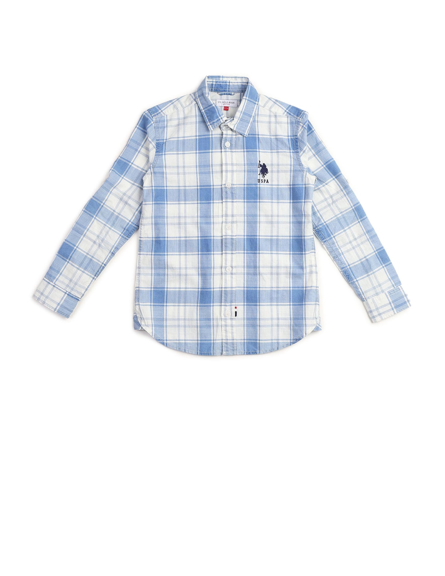 Boys Tartan Checked Regular Fit Shirt Blue - U.S. POLO ASSN. | Large