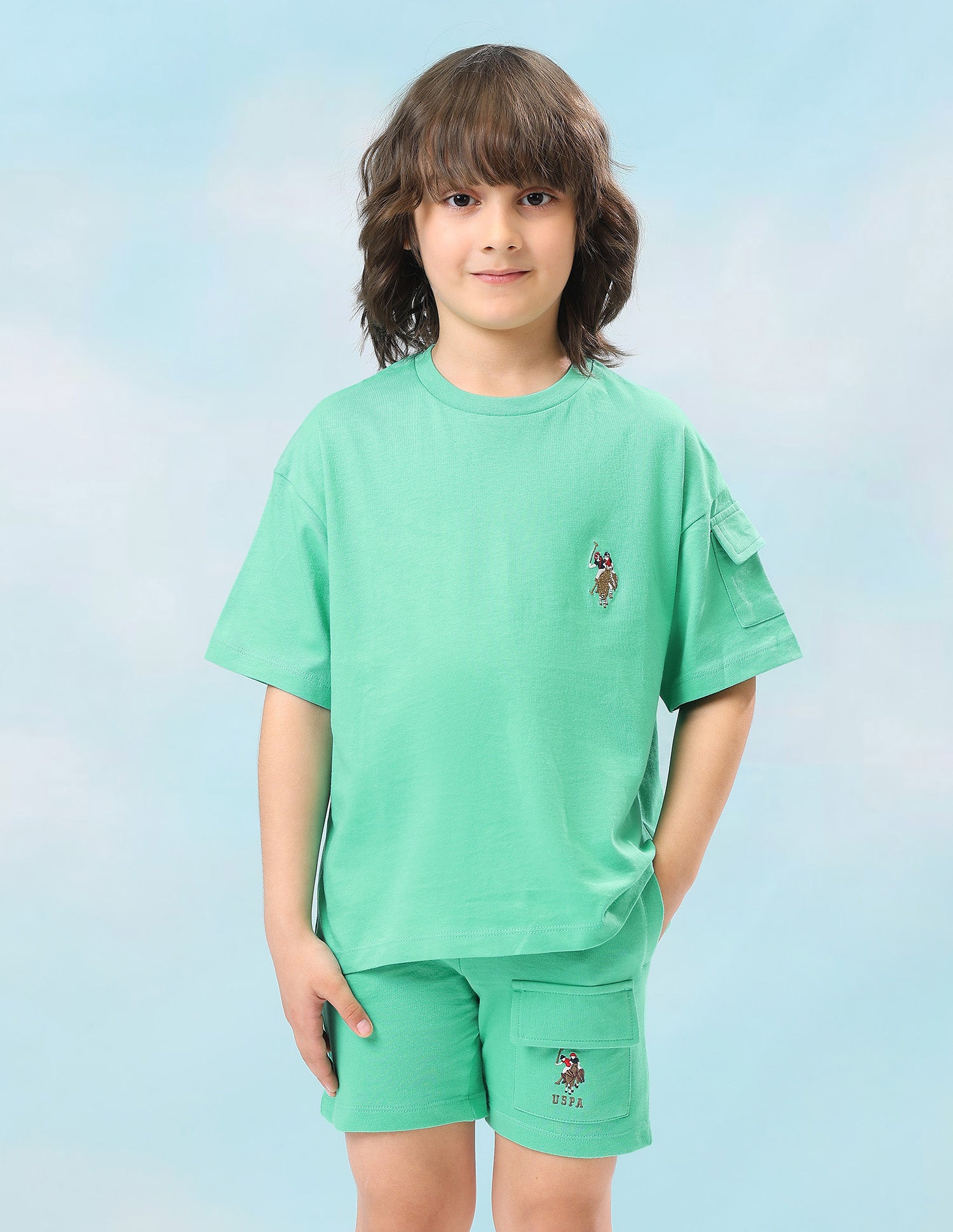 Solid Oversized Fit T-Shirt Light Green - U.S. Polo Assn. India | Large