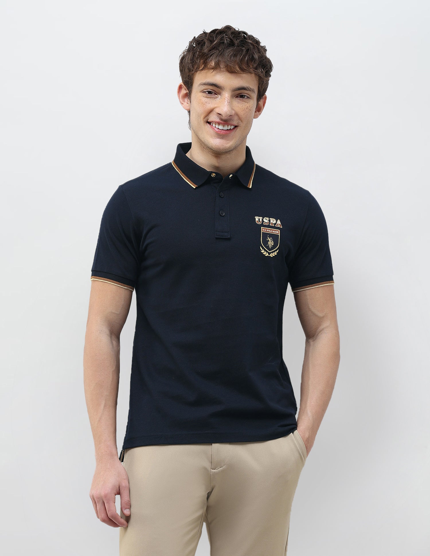 Solid Regular Fit Polo Shirt Navy - U.S. Polo Assn. India | Large