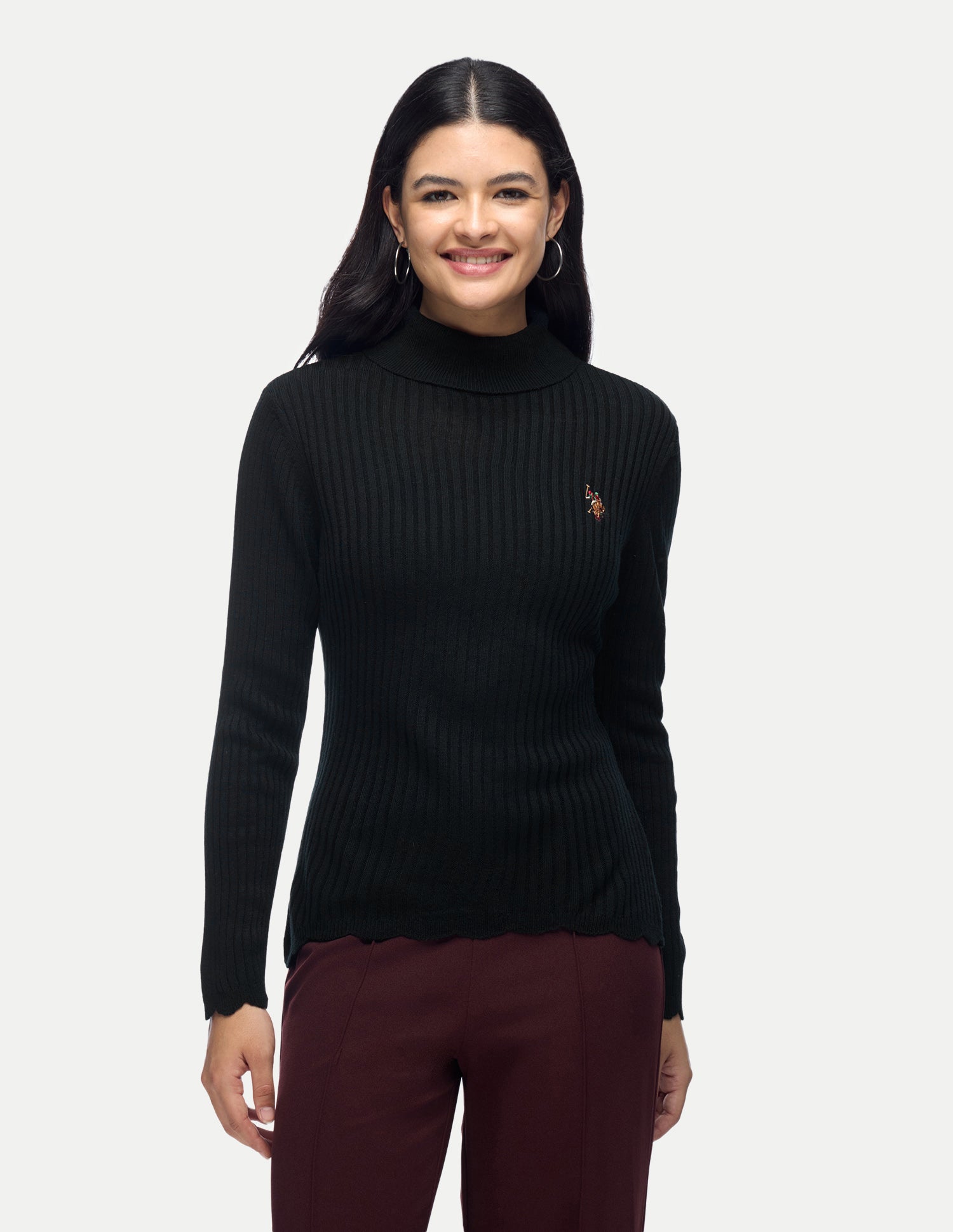Patterned Knit Slim Fit Sweater Black - U.S. Polo Assn. India | Large