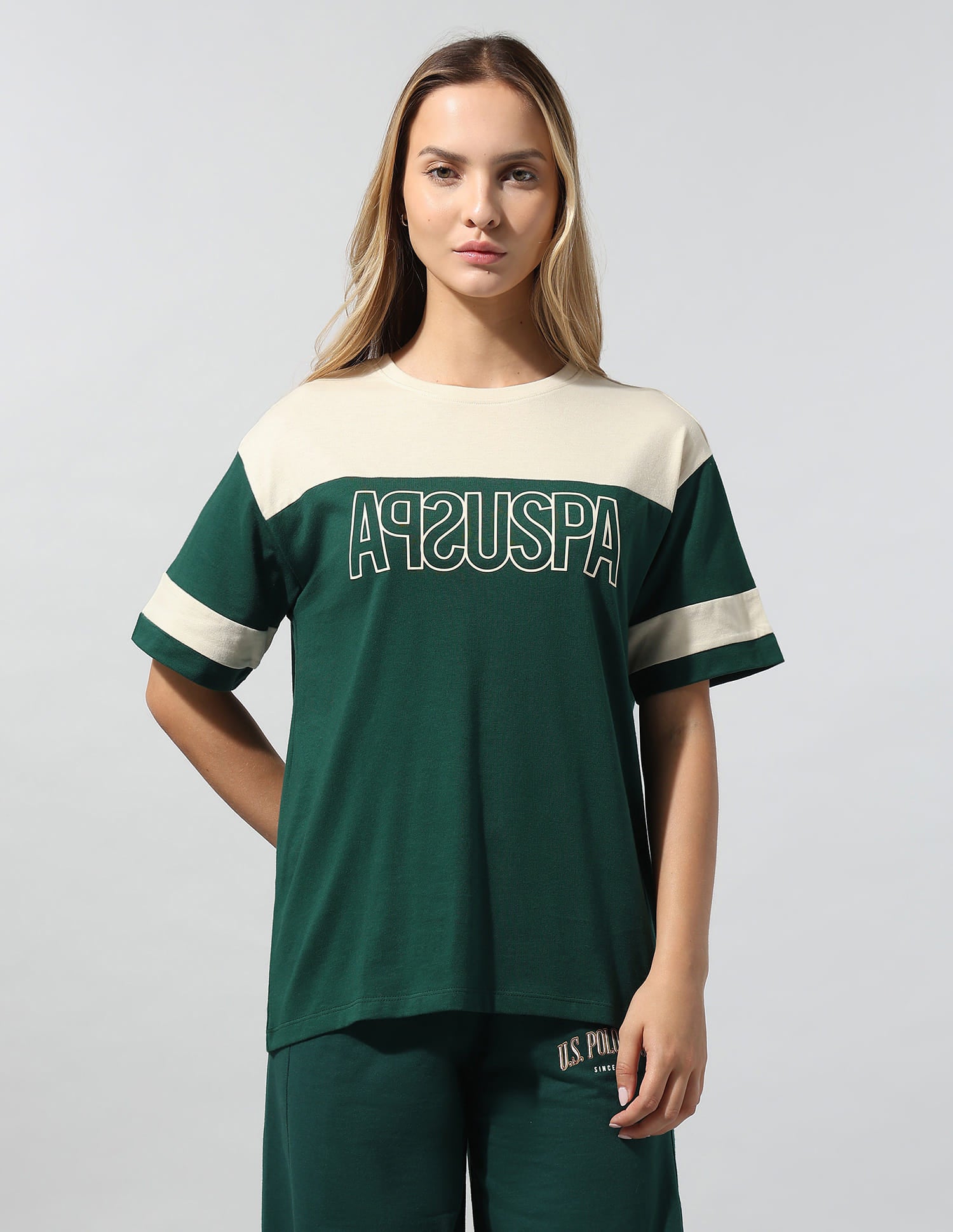 Colourblocked Relaxed T-Shirt Green - U.S. Polo Assn. India | Large