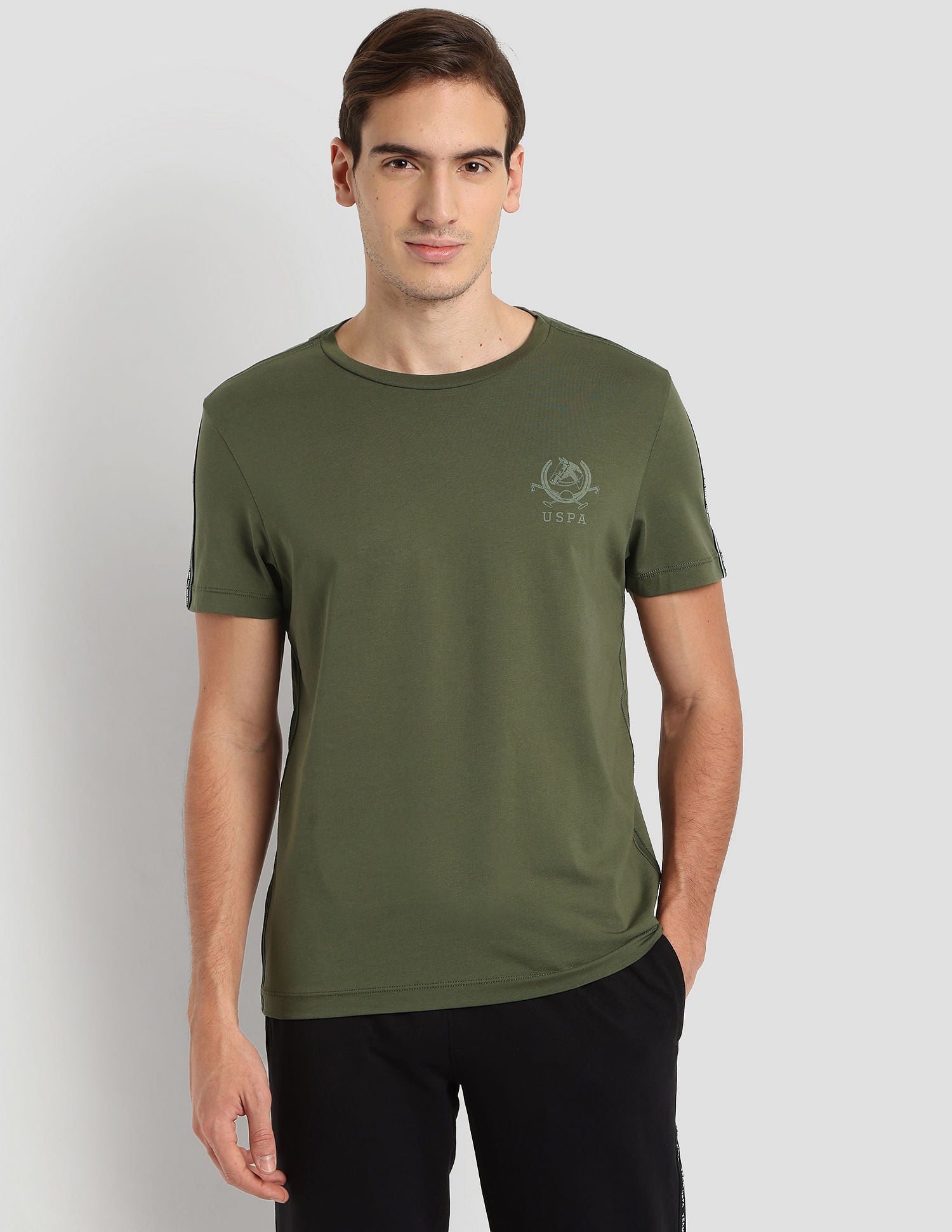 Silicone Logo Performance T-Shirt Olive - U.S. Polo Assn. India | Large