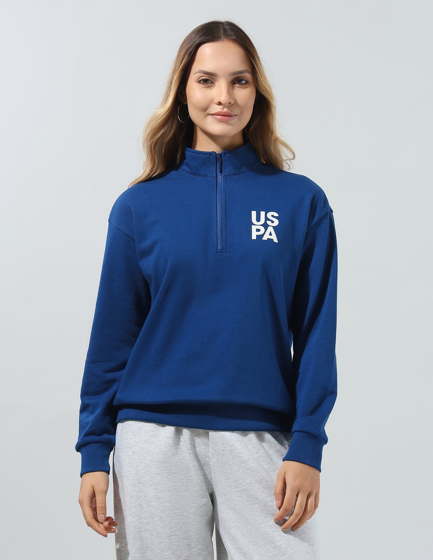 Solid Regular Fit Sweatshirt Blue - U.S. Polo Assn. India | Large