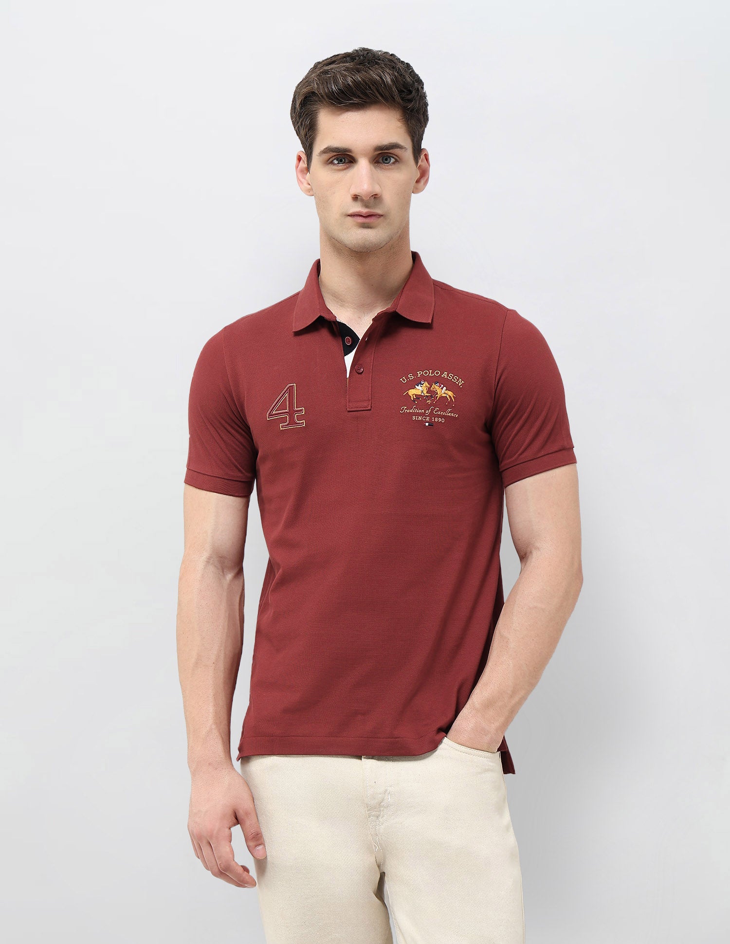 Numeric Brand Embroidered Regular Fit Polo Shirt Maroon - U.S. POLO ASSN. | Large