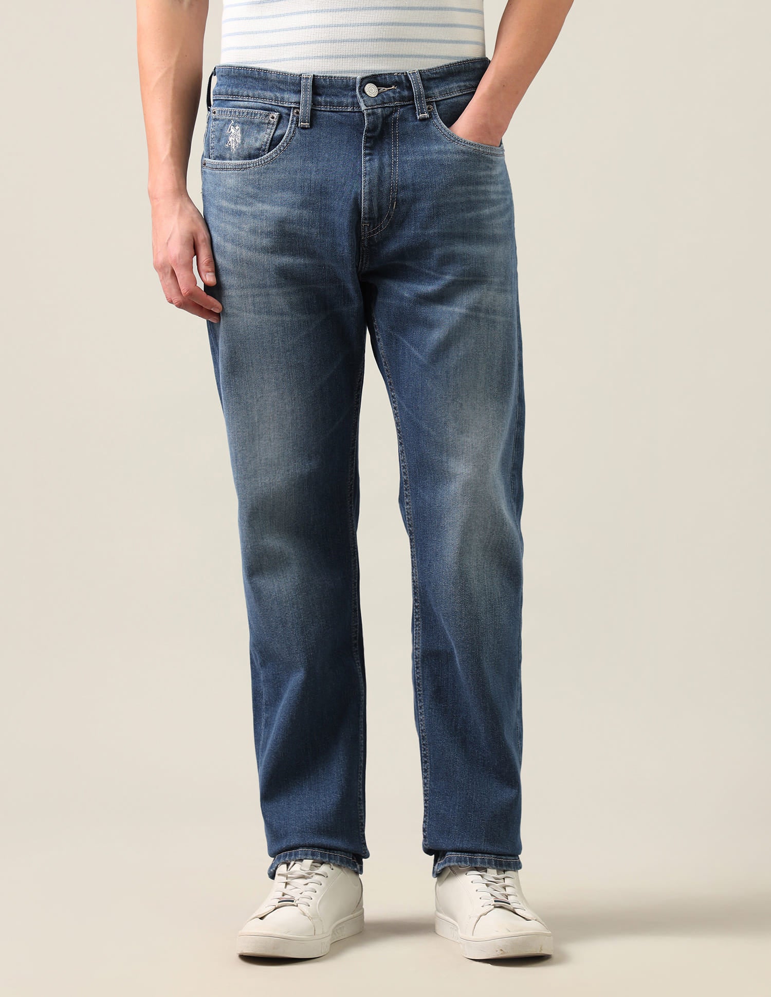 Mason Regular Straight Fit Blue Jeans Blue - U.S. Polo Assn. India | Large