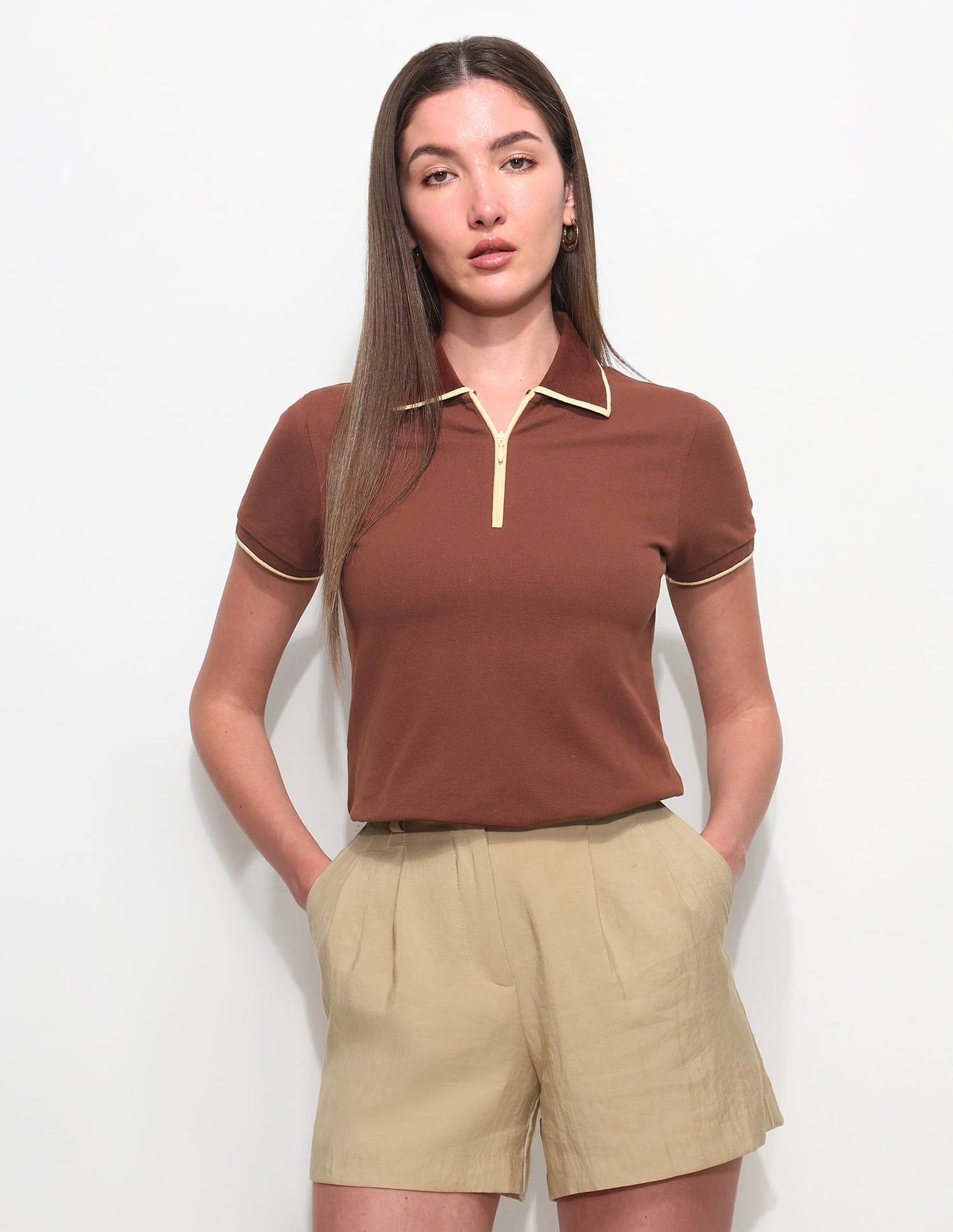 Regular Fit Solid Polo Shirt Brown - U.S. Polo Assn. India | Large