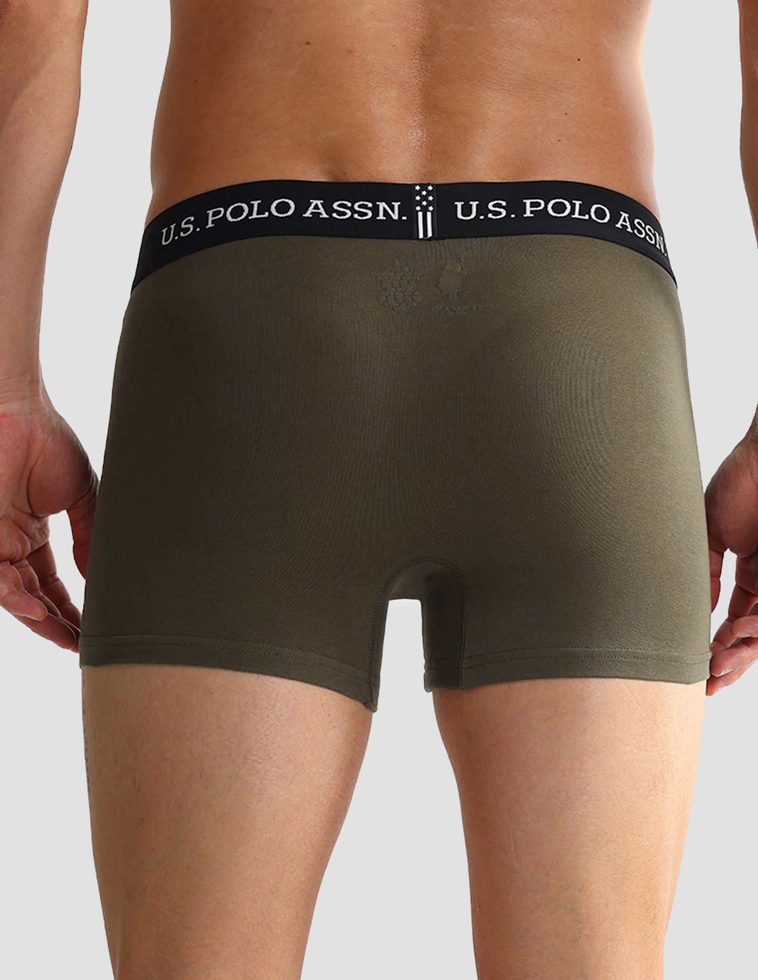 Elastic Waistband Ribbed Solid OET10 Trunks - Pack Of 2 Camo Olive and Dark Olive - U.S. POLO ASSN. | Large