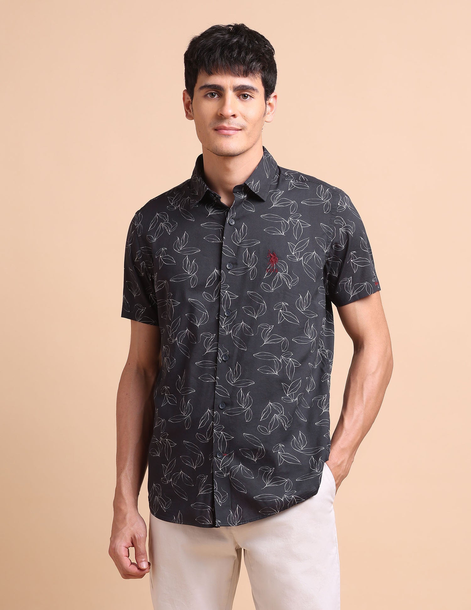 Manhattan Slim Fit All-Over Shirt Navy - U.S. POLO ASSN. | Large