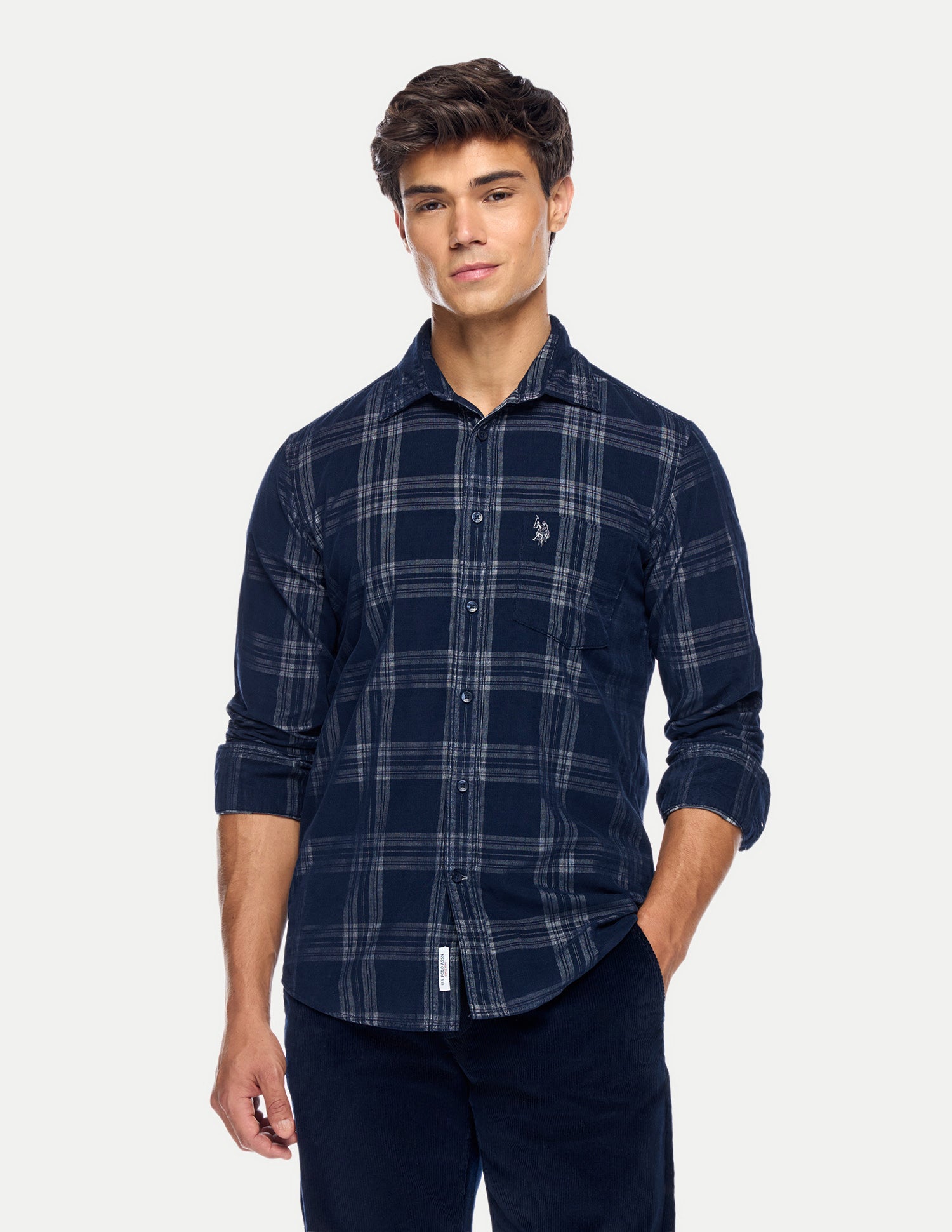 Tailored Fit Corduroy Shirt Navy - U.S. Polo Assn. India | Large