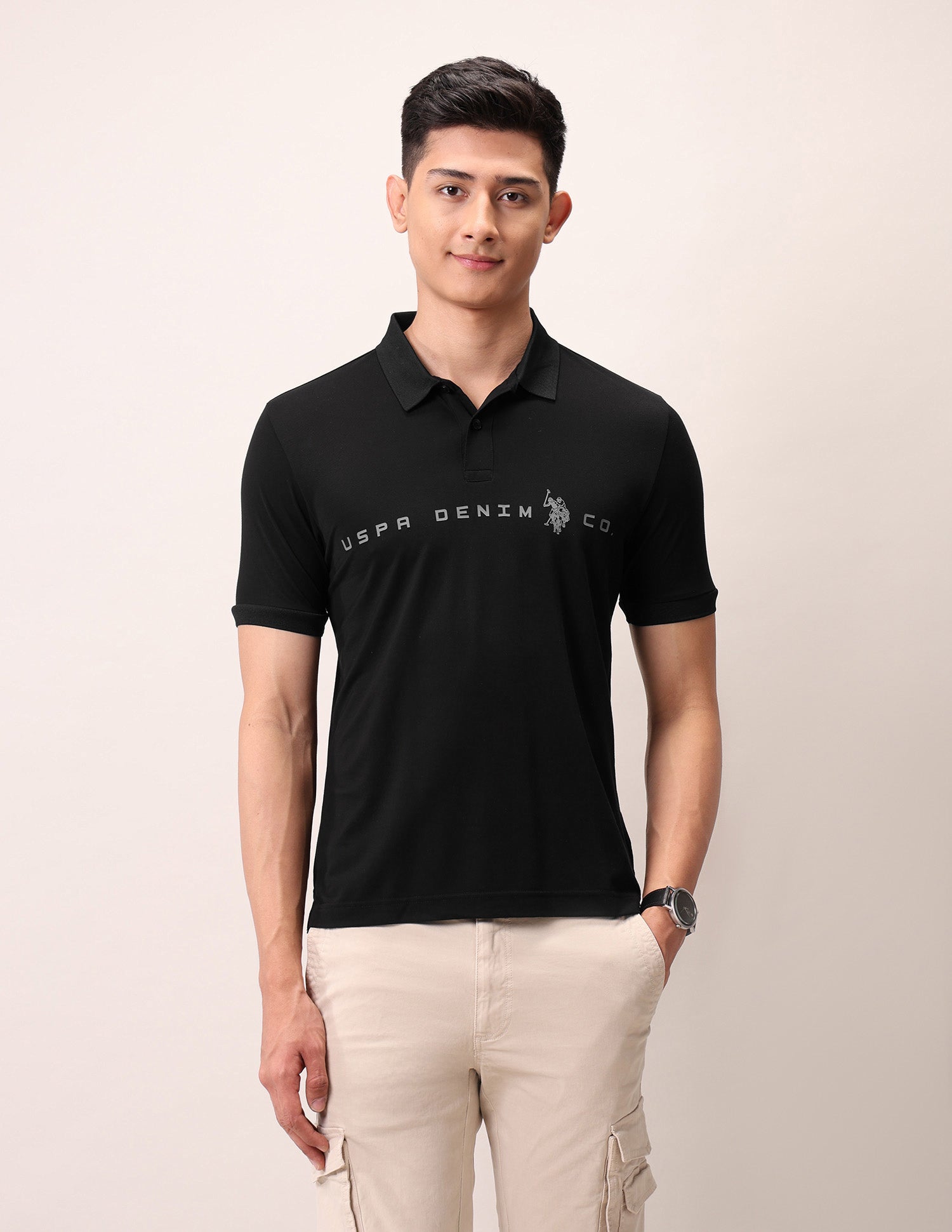 Muscle Fit Outdoor Polo Shirt Black - U.S. Polo Assn. India | Large