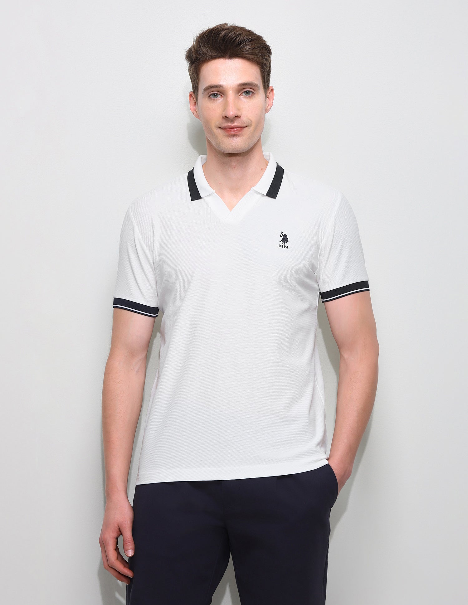 Solid Slim Fit Polo Shirt White - U.S. Polo Assn. India | Large