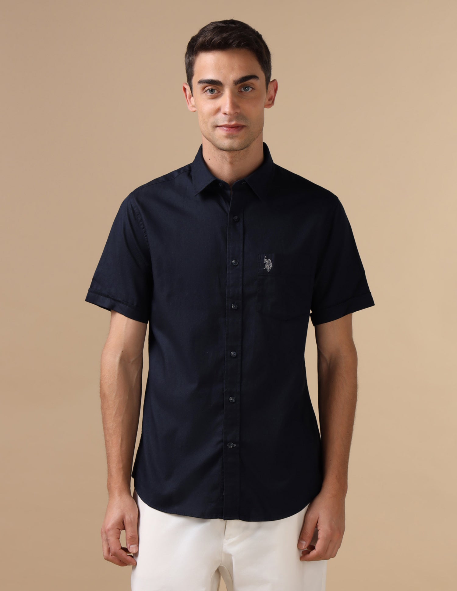 Dobby Pure Cotton Shirt Navy - U.S. POLO ASSN. | Large