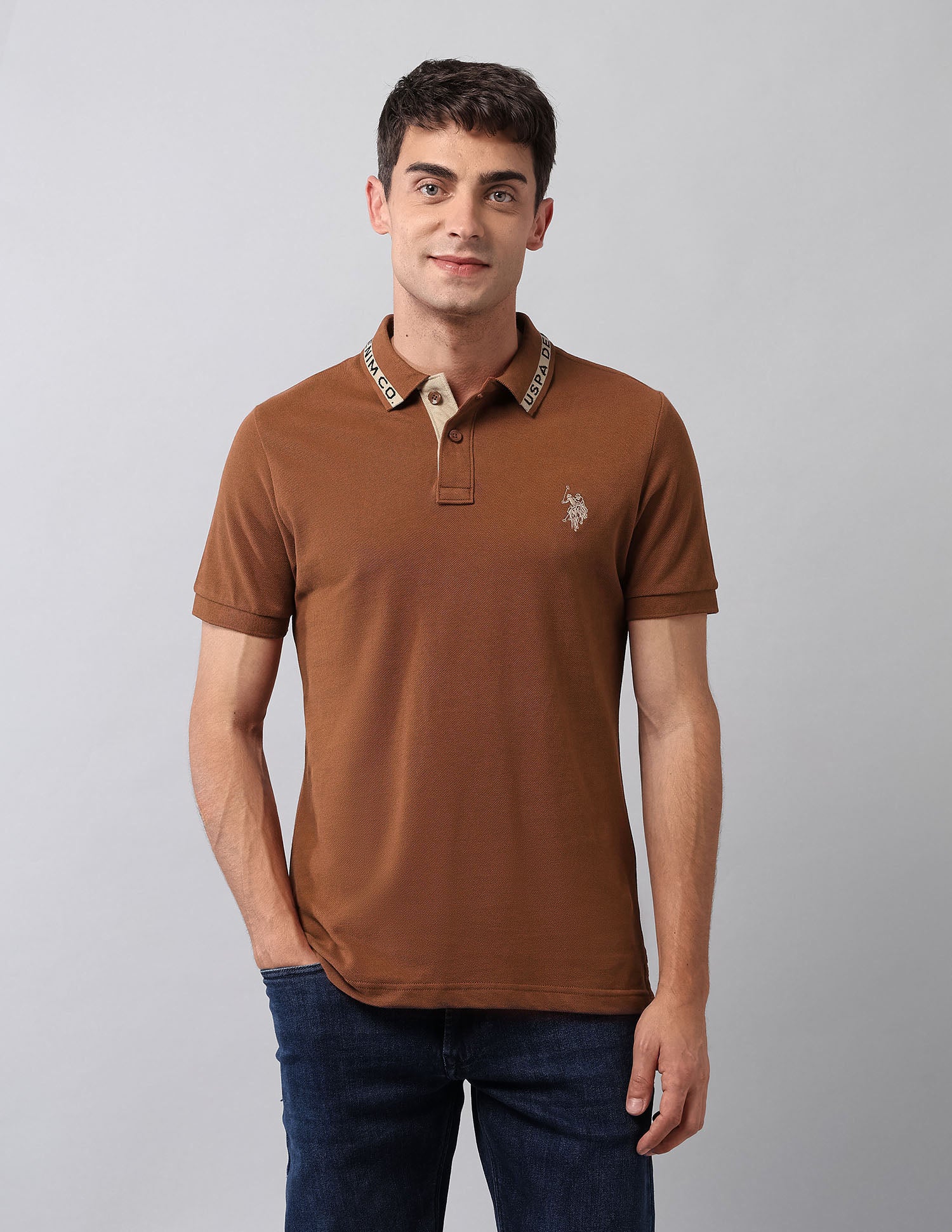 Solid Muscle Fit Polo Shirt Rust - U.S. Polo Assn. India | Large