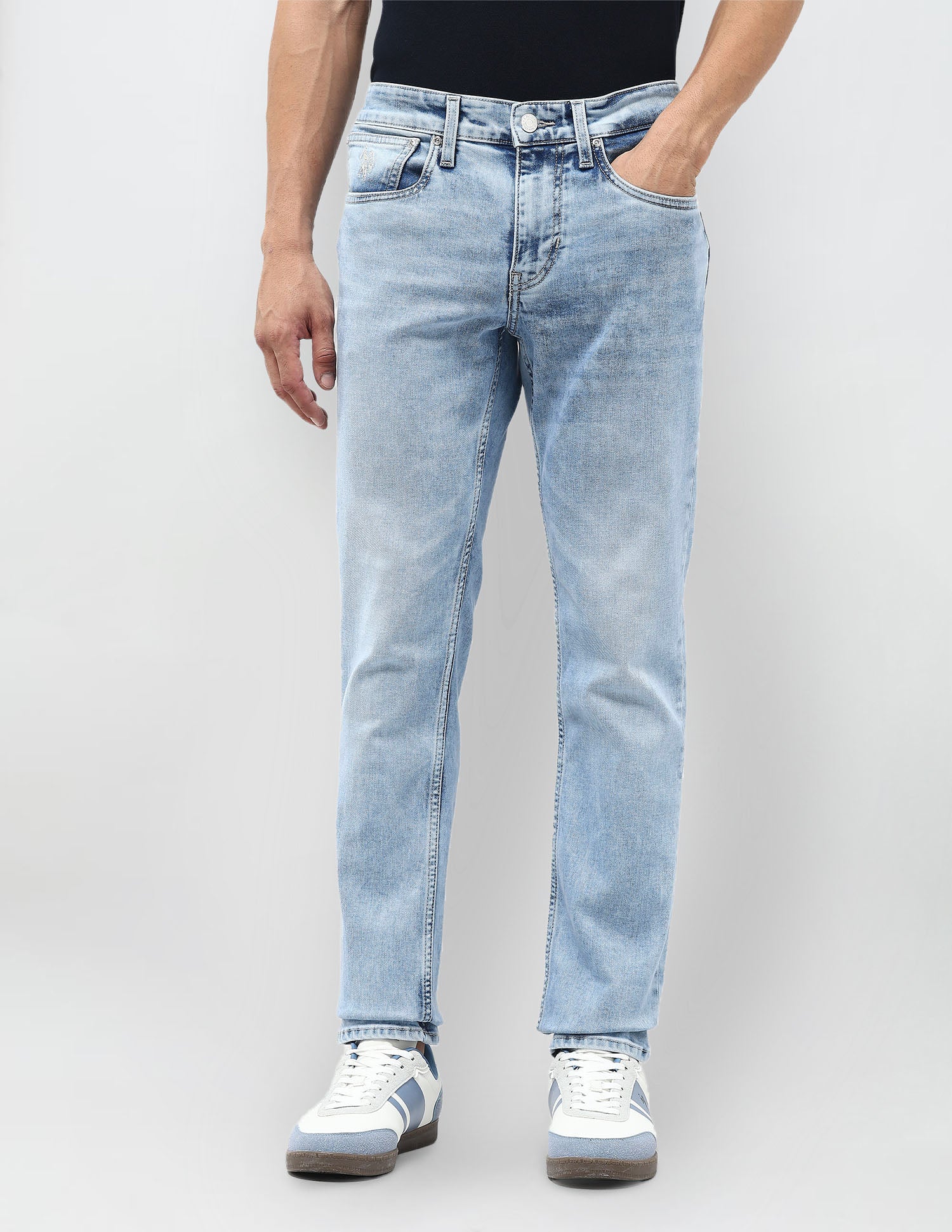 Brandon Slim Tapered Fit Blue Jeans Light Blue - U.S. POLO ASSN. | Large