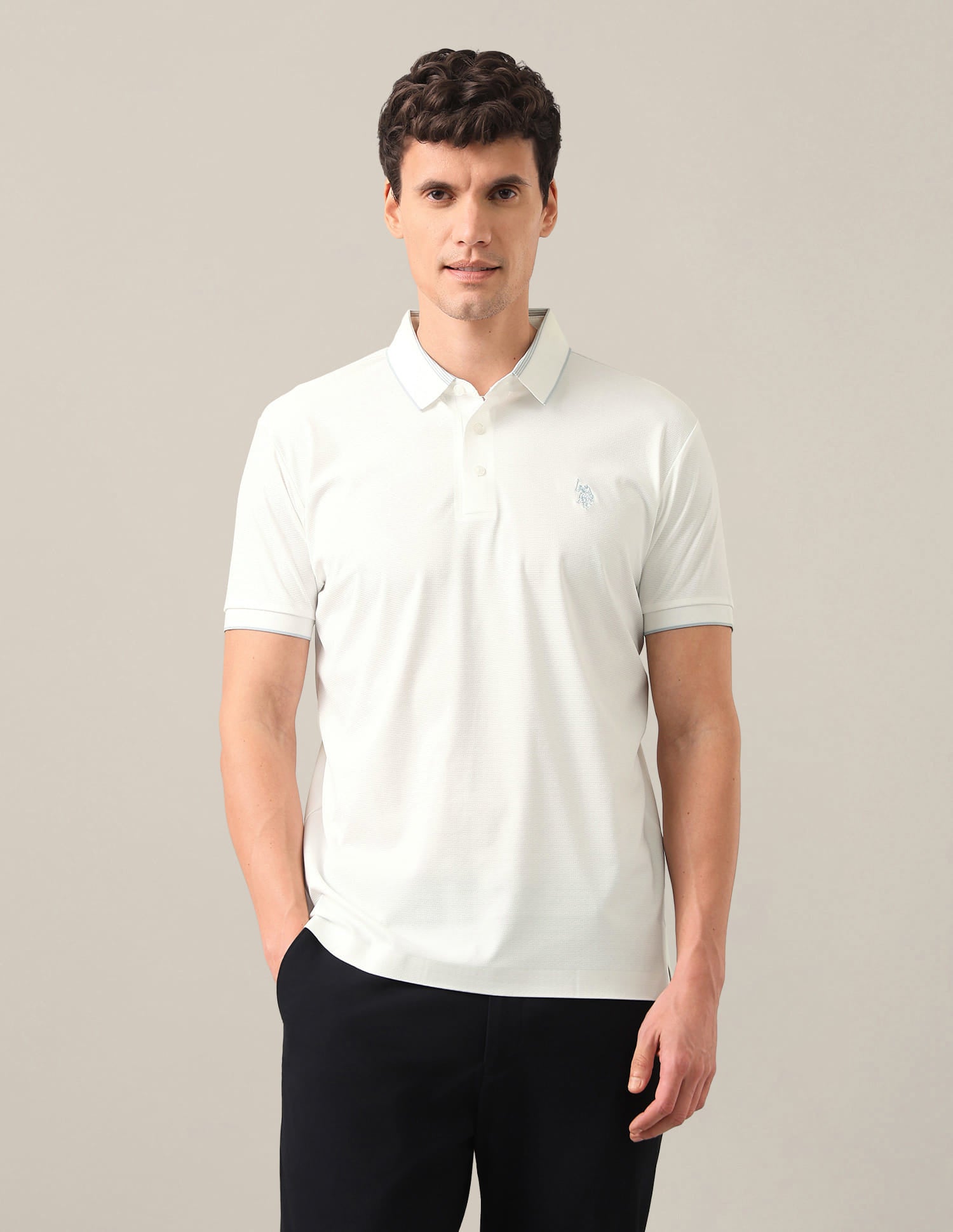 Solid Slim Fit Polo Shirt White - U.S. Polo Assn. India | Large