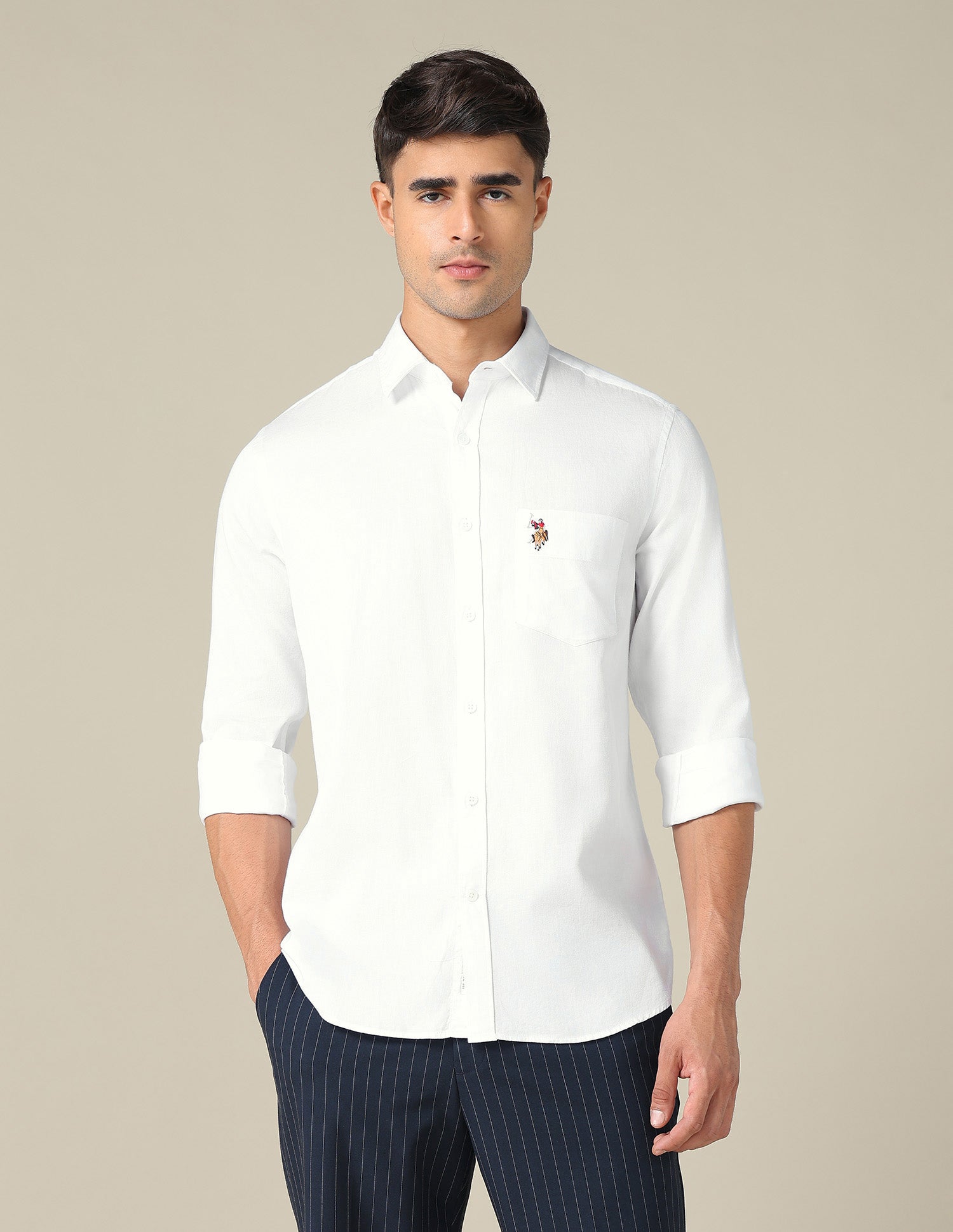 Tailored Fit Dobby Shirt White - U.S. POLO ASSN. | Large